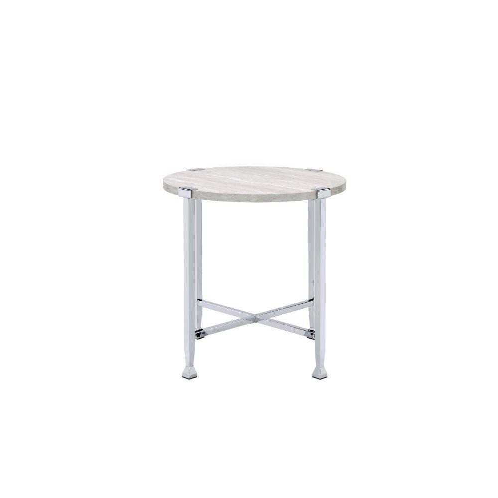 Brecon - End Table - White Oak & Chrome, white, view 2
