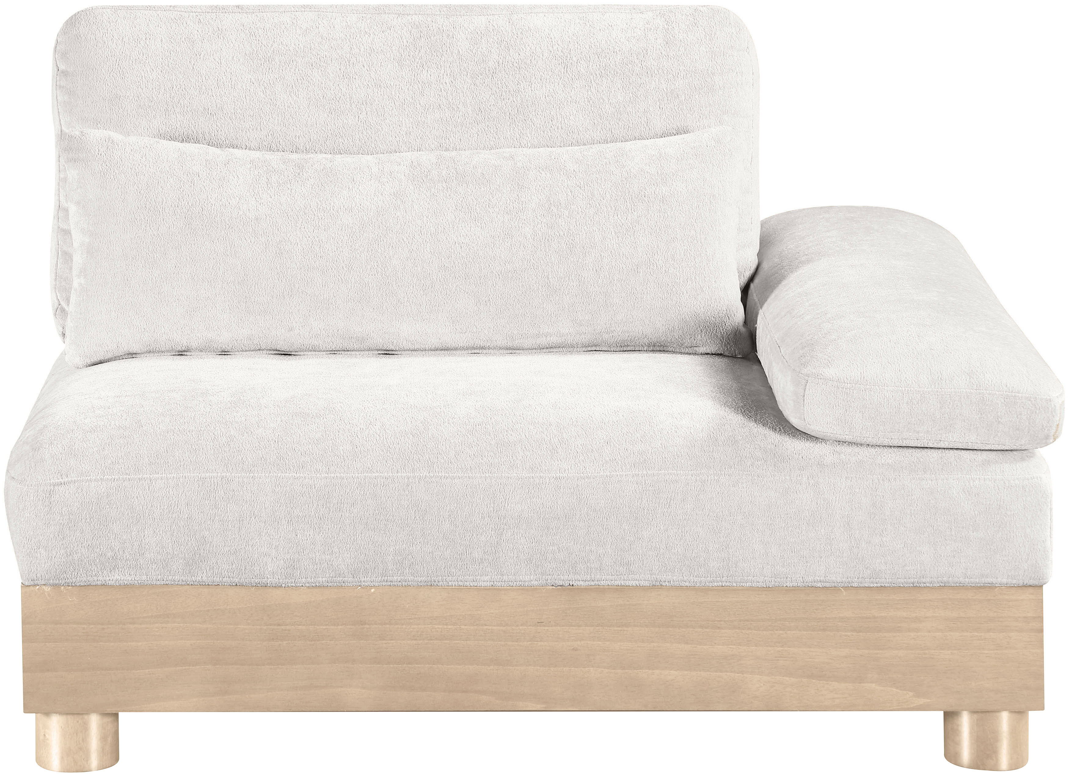 Turin - Chenille Fabric Upholstered Modular Right Arm Chair - Cream / Natural Oak