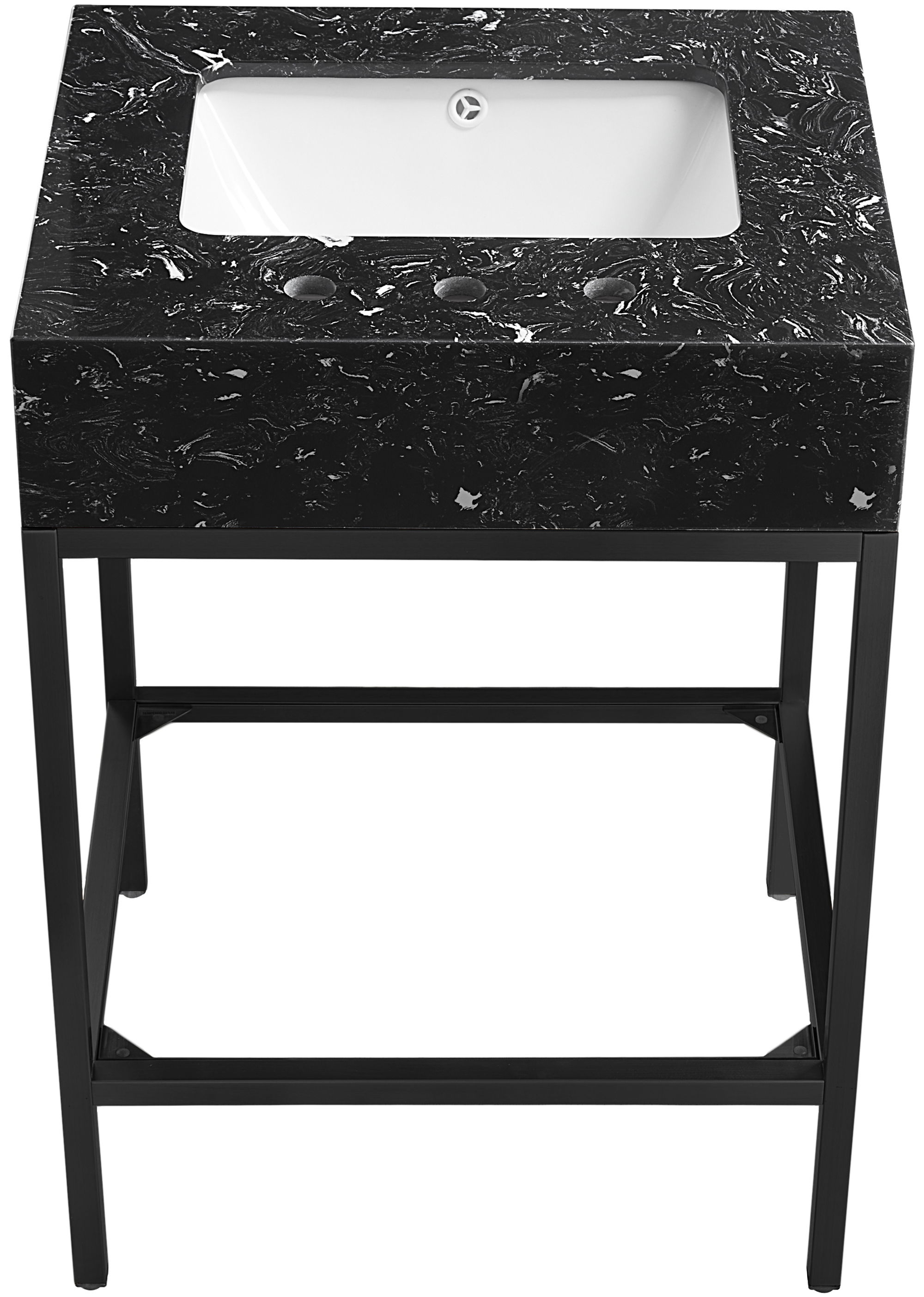 Marmo - 24" Engineered Marble Bathroom Vanity With Black Base - Black