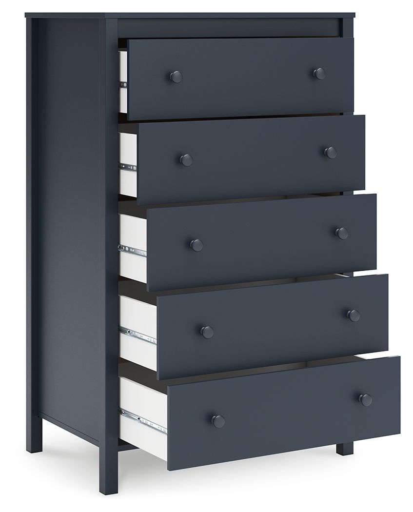 Simmenfort - Five Drawer Chest - Navy Blue, blue, view 4