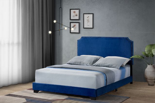 Haemon - Queen Bed - Blue Velvet, blue, view 4