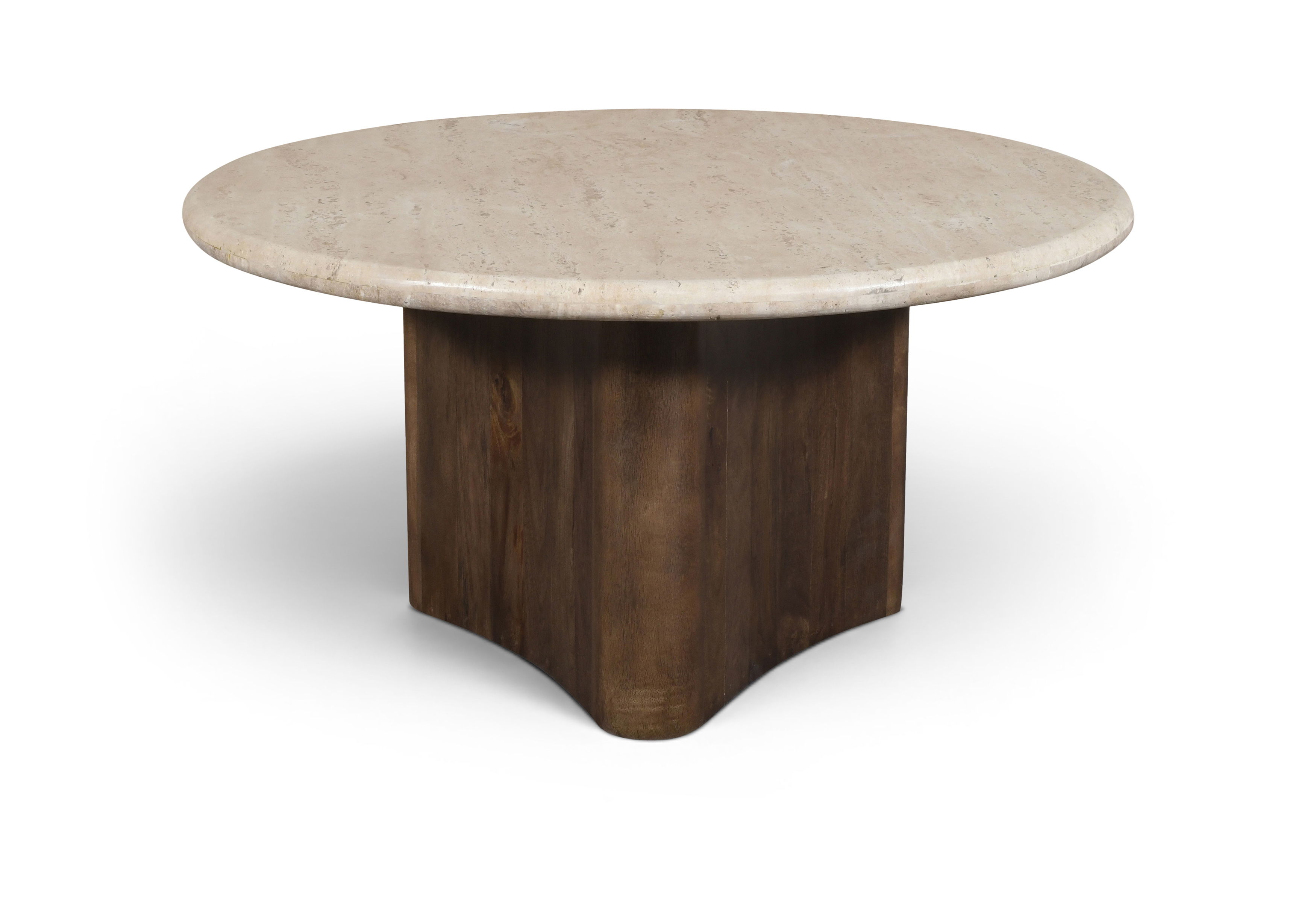 Pietra - Travertine And Mango Wood Coffee Table - Brown / Beige