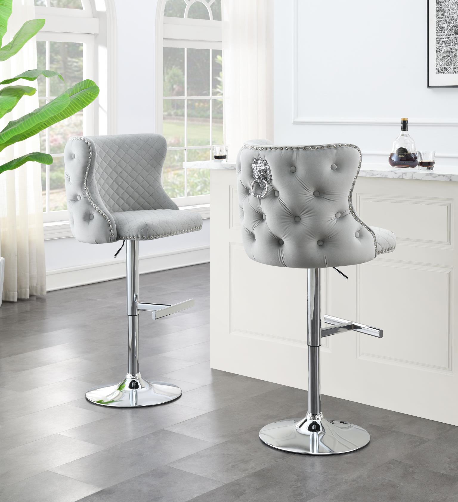 ST100 - Velvet Bar Stool - Gray