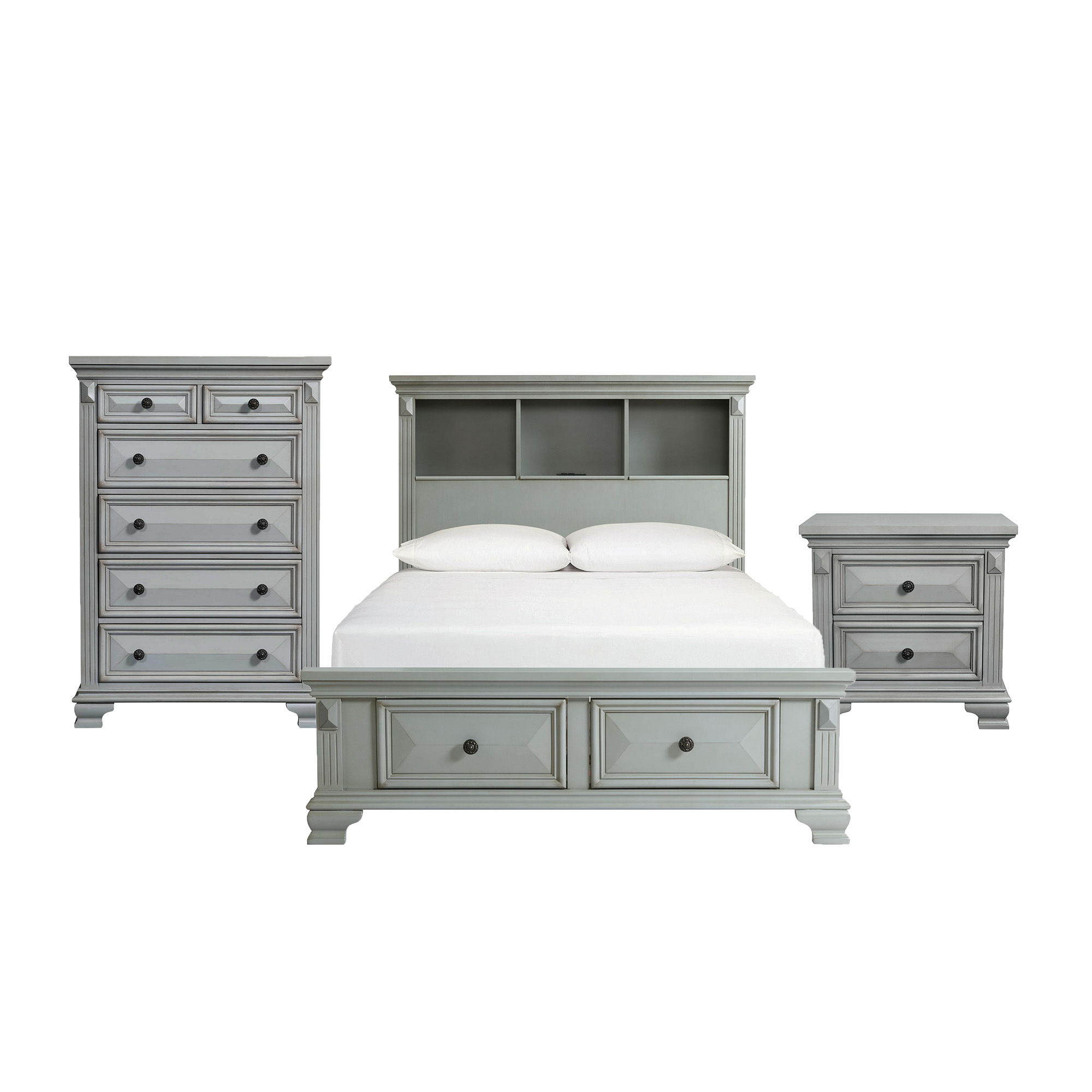 Calloway Full Storage 3 Piece Bedroom Set Gray New Lots Furniture Online Store