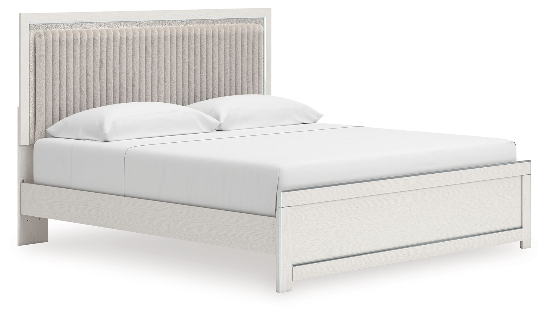 Zuraleus - King Upholstered Panel Platform Bed With Roll Slats - White