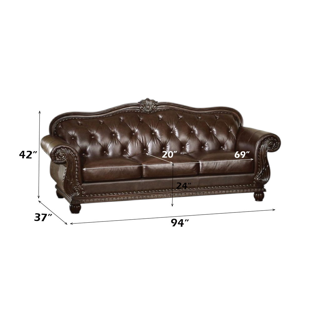 Anondale - Sofa - Espresso Top Grain Leather Match & Cherry, dark brown, view 3