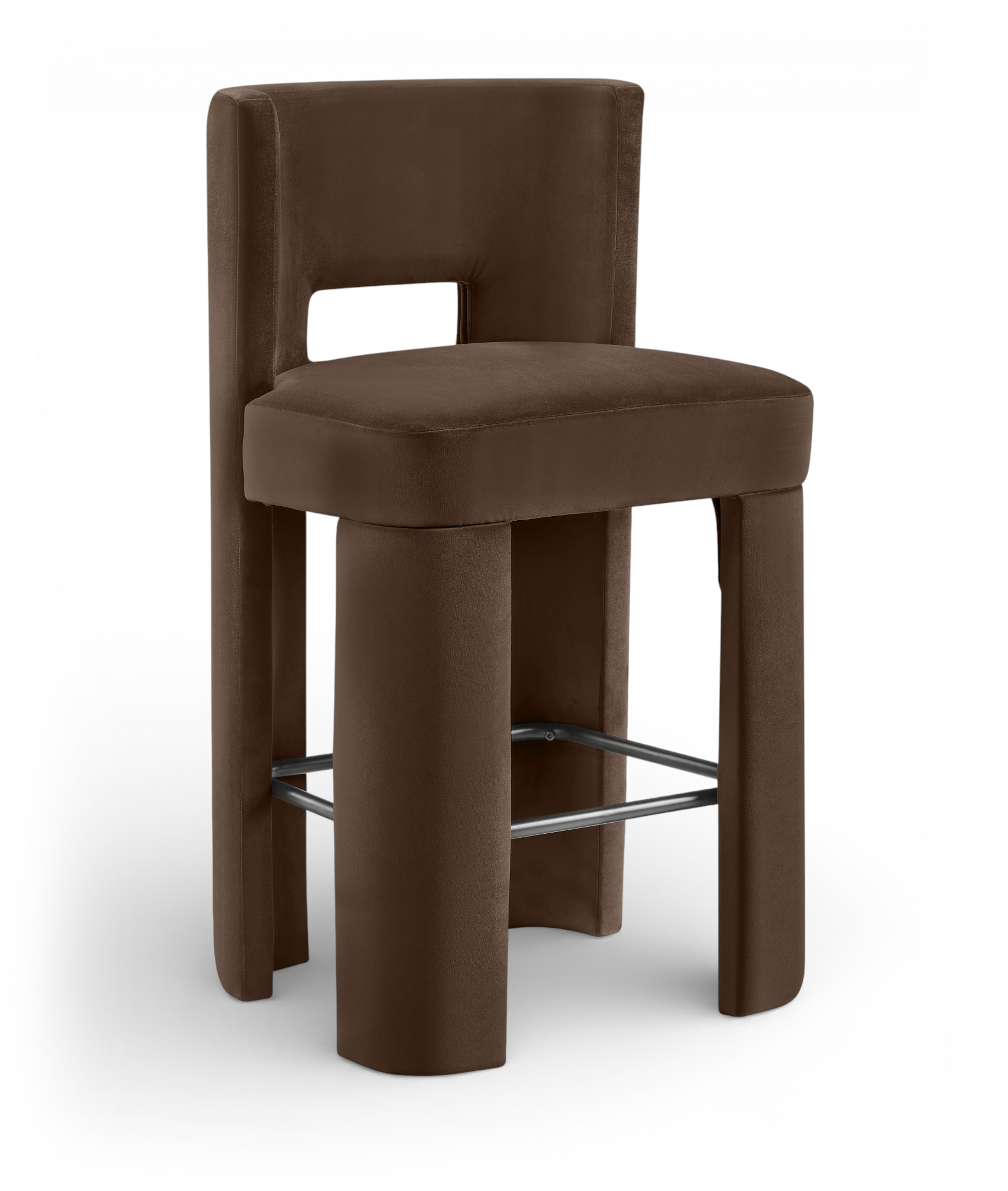 Zuno - Velvet Performance Fabric Upholstered Bar Stool (Set of 2) - Brown