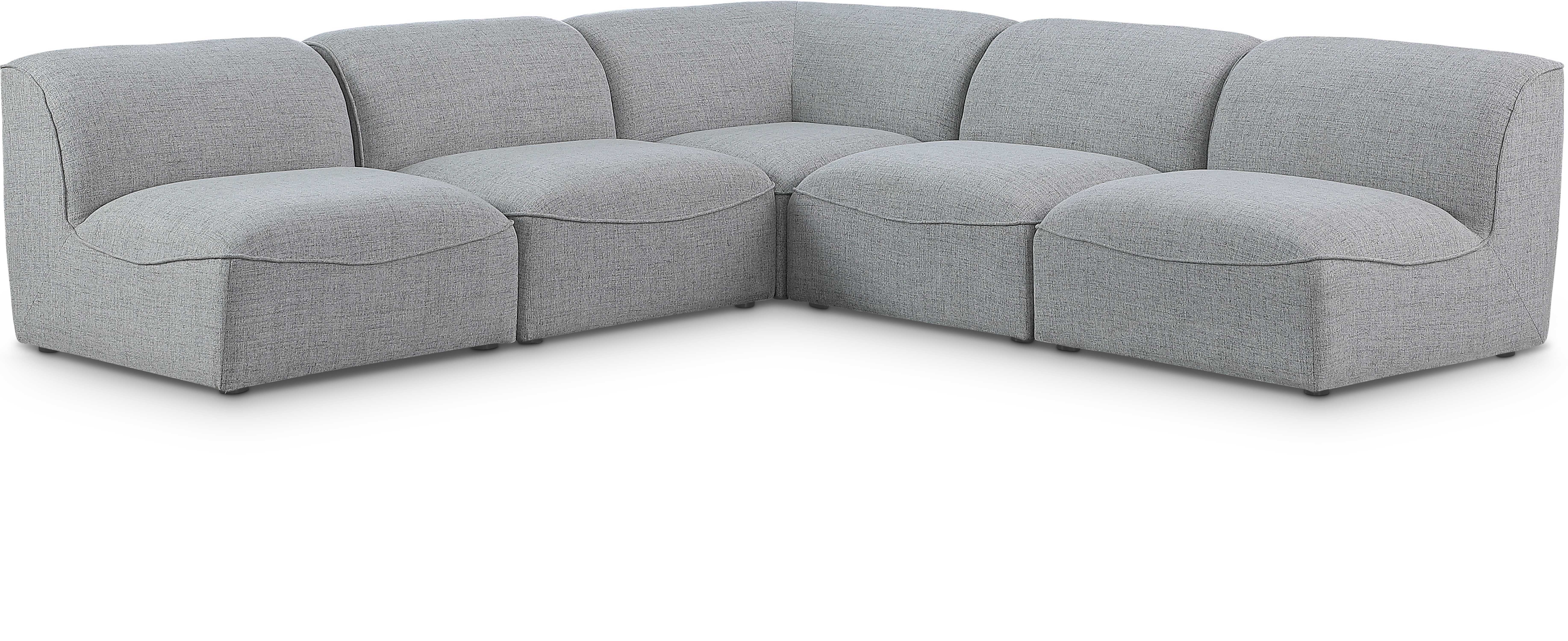 Miramar - 5 Piece Modular Corner Armless Sectional - Gray