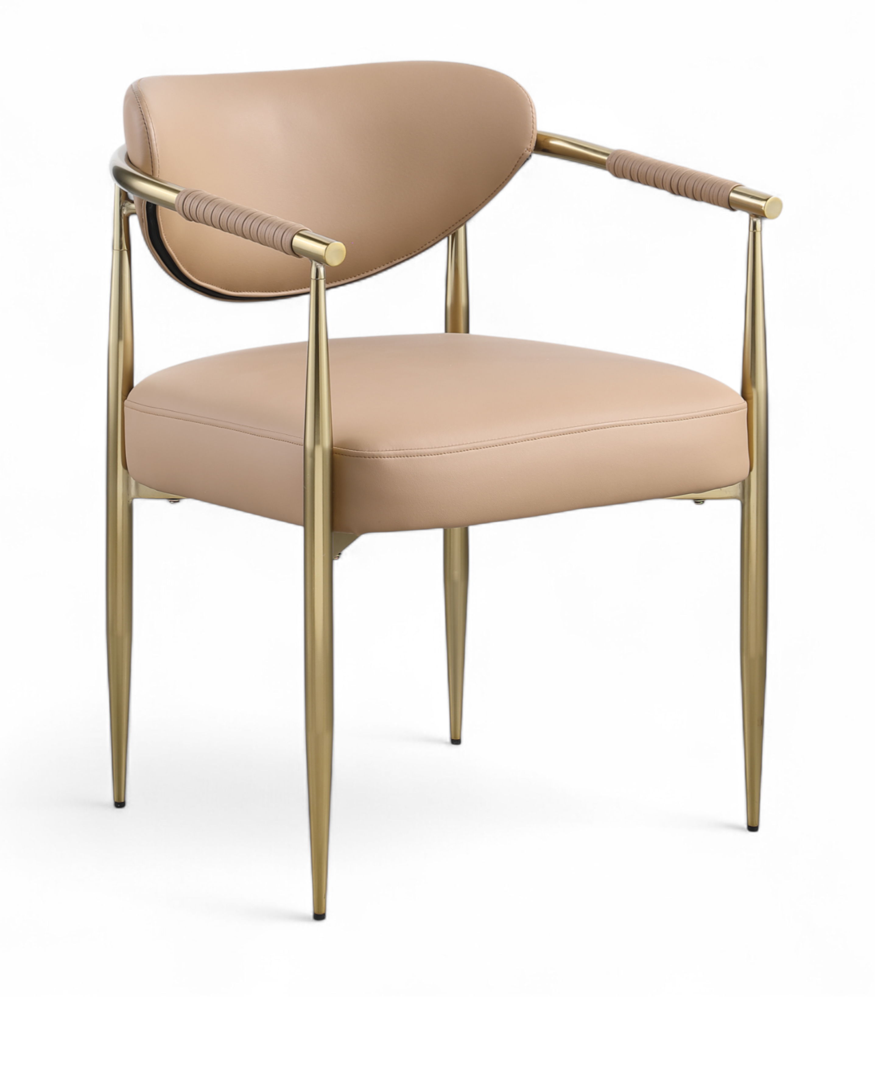 Virella - Vegan Leather Upholstered Dining Chair (Set of 2) - Tan / Brushed Brass