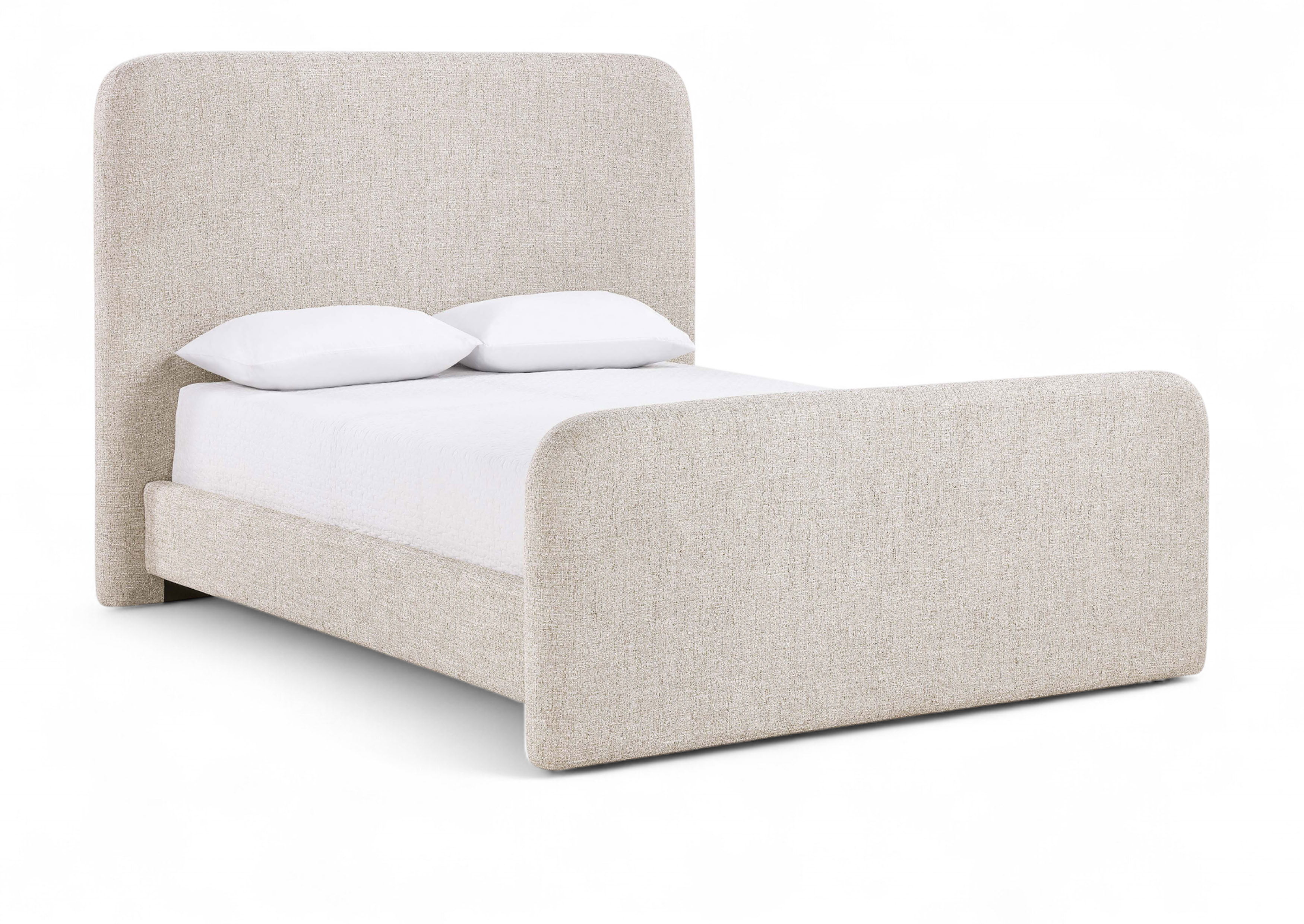 Fira - Linen Textured Fabric Upholstered Full Bed - Beige