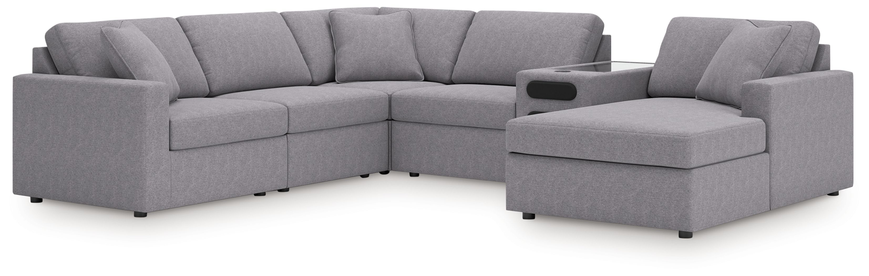 6 Pc · Sectional With Audio System, Raf Corner Chaise And Laf Corner Chair