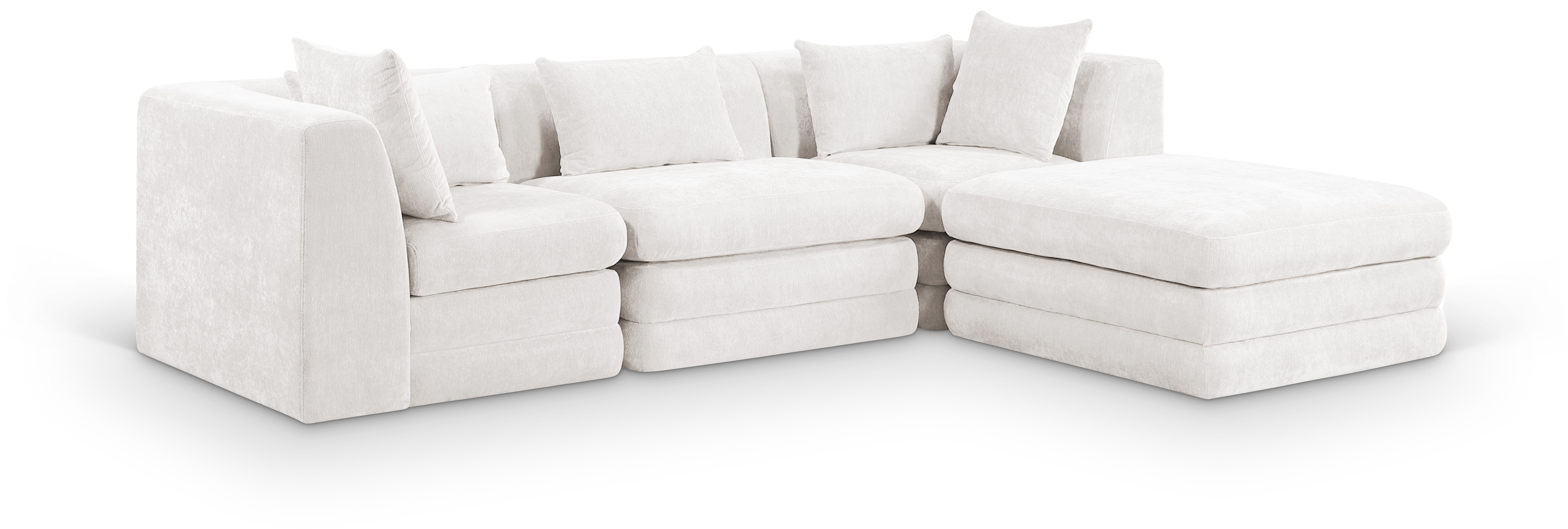 4 Pc · Chenille Fabric 114" Upholstered Modular Sectional