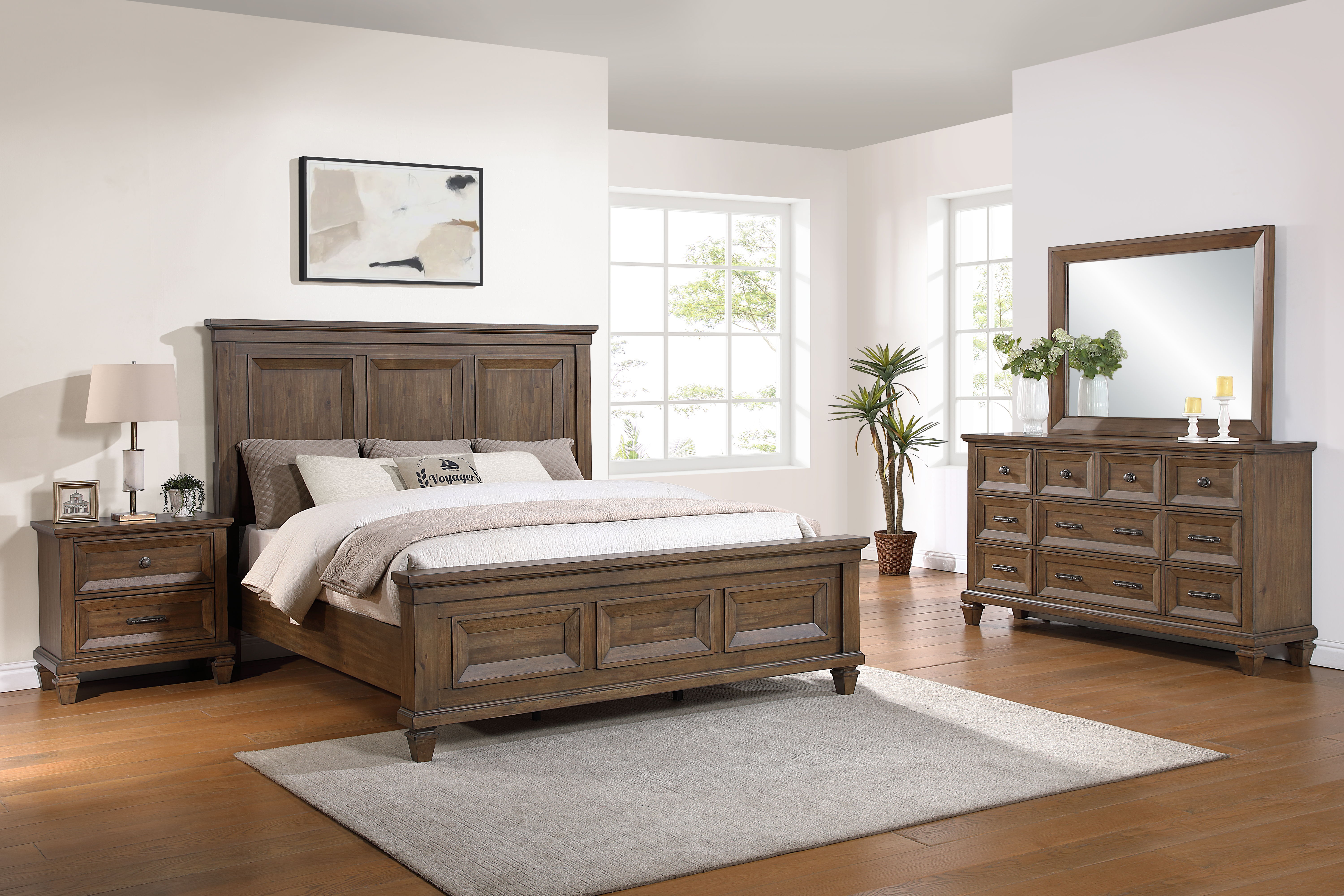 Mariana - 6/6 Eastern King 4 Piece Bedroom Set (Bed & Dresser & Mirror & Nightstand) - Brown