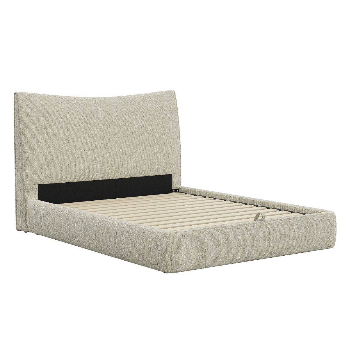 Angulo - Queen Bed With Storage - Beige Chenille, beige