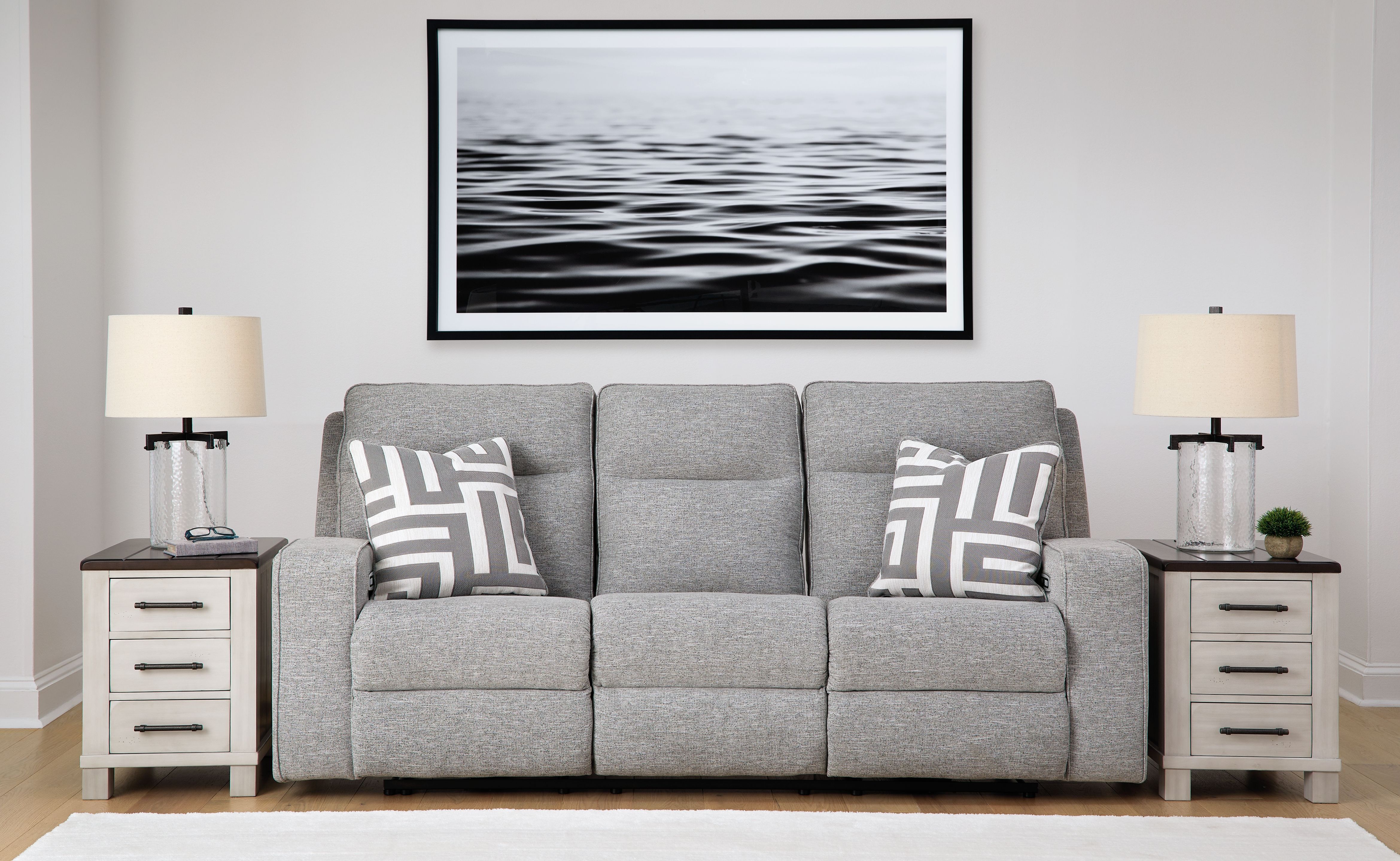 Ashley Furniture Biscoe - 2 Pc. - Power Reclining Sofa, Power Reclining Loveseat - Pewter - Image 2