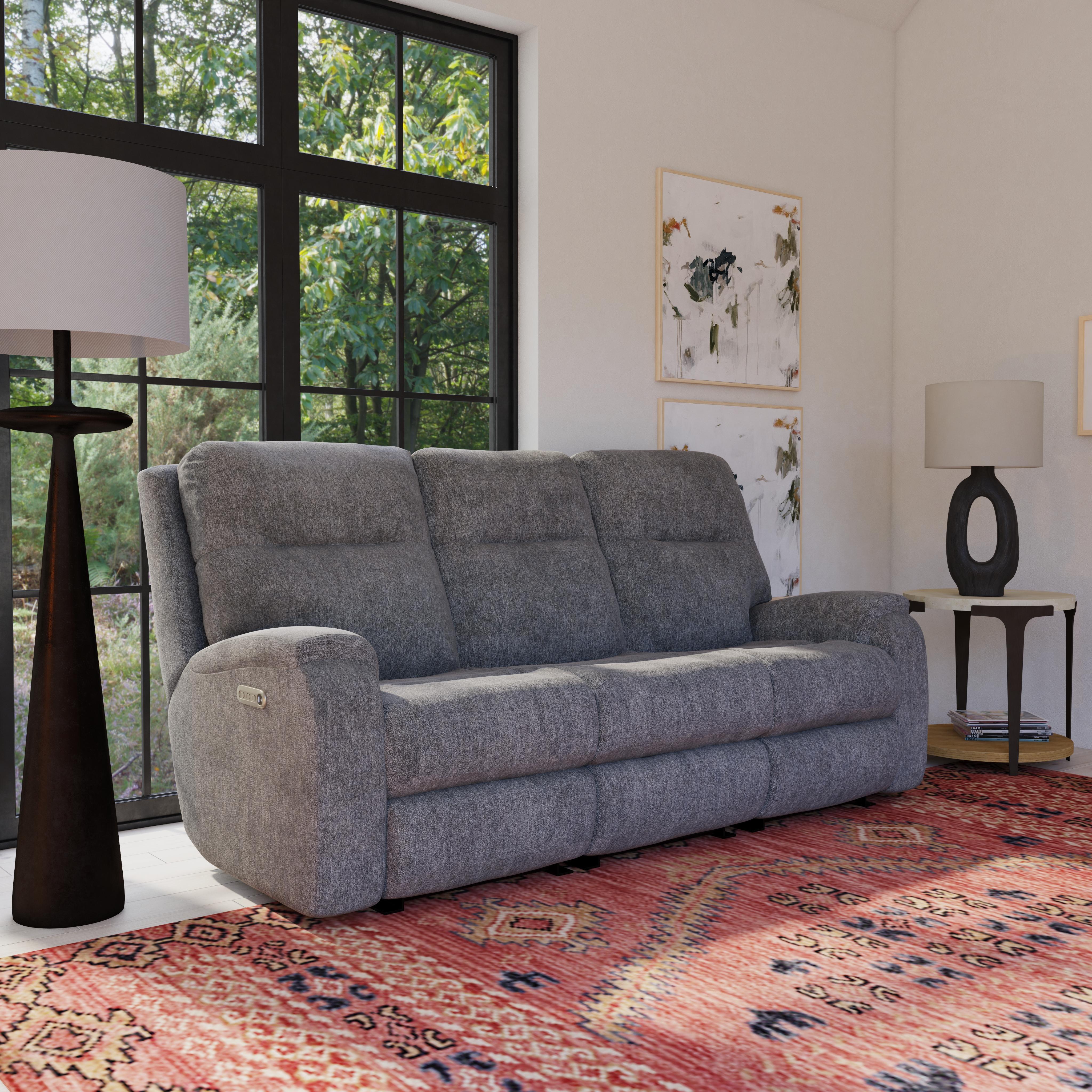 Penn - Transitional Fabric Power Reclining Sofa With Power Headrests & Lumbar, beige