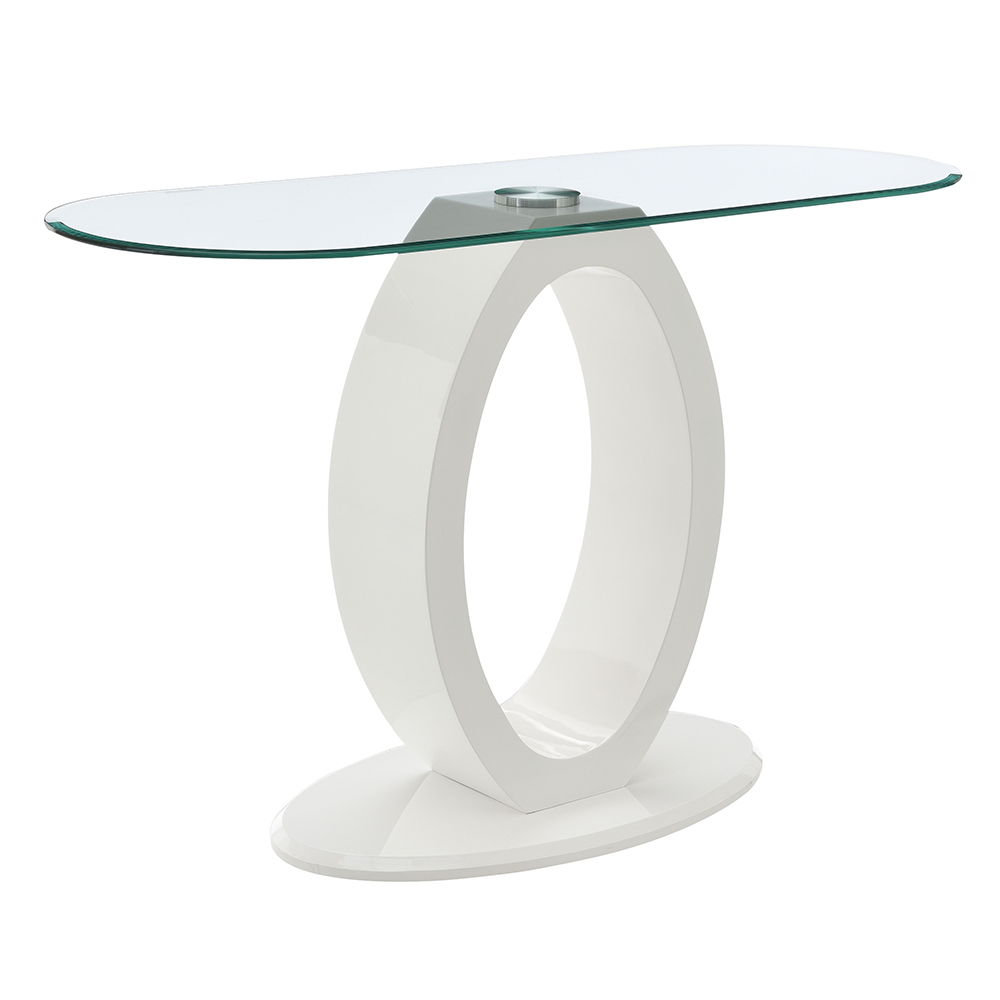 Larry - Sofa Table - Glass Top, White High Gloss Finish, white, view 2