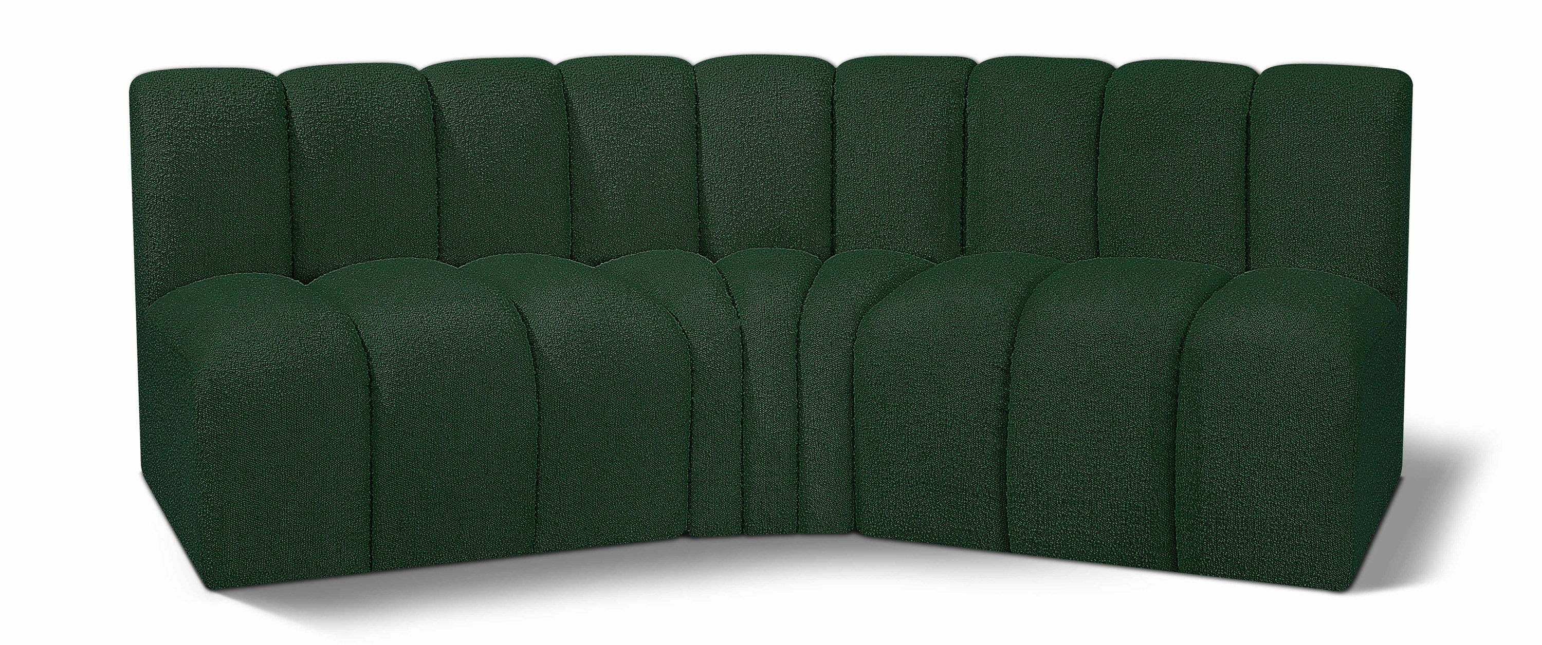 Arc - Boucle Fabric 3 Piece Modular Corner Sofa - Green