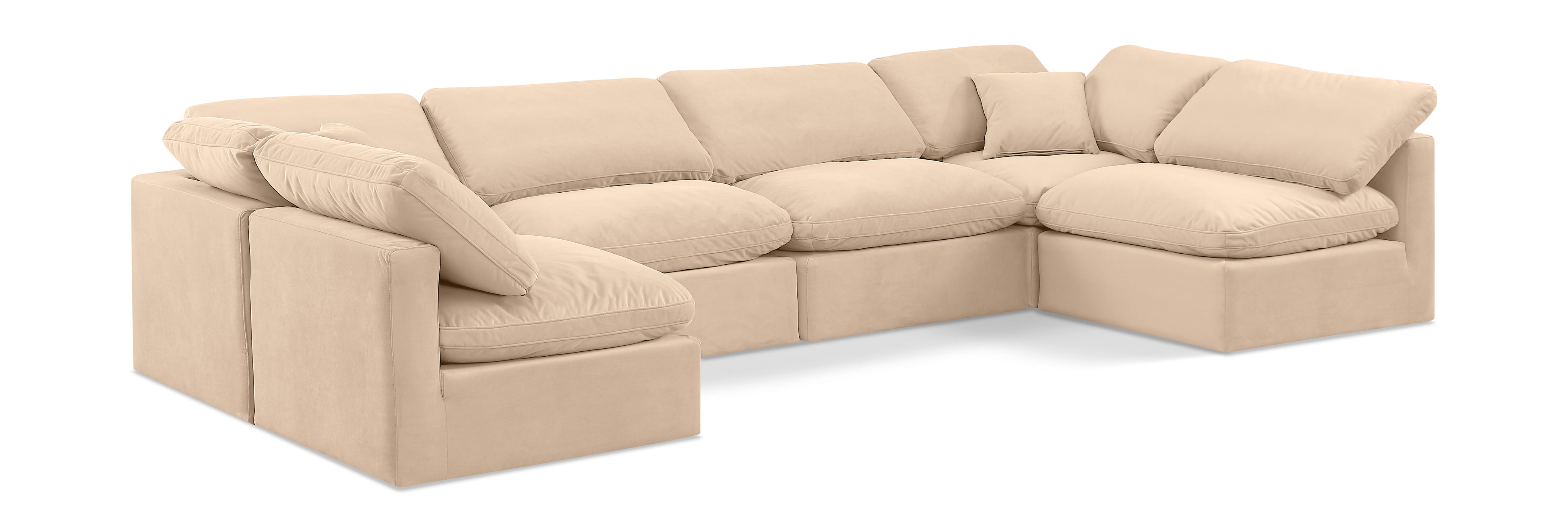 Indulge - Velvet 6 Piece Modular U-Shaped Sectional - Beige
