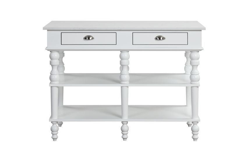Rorratt - Kitchen Island - Marble Top & White, white, view 6