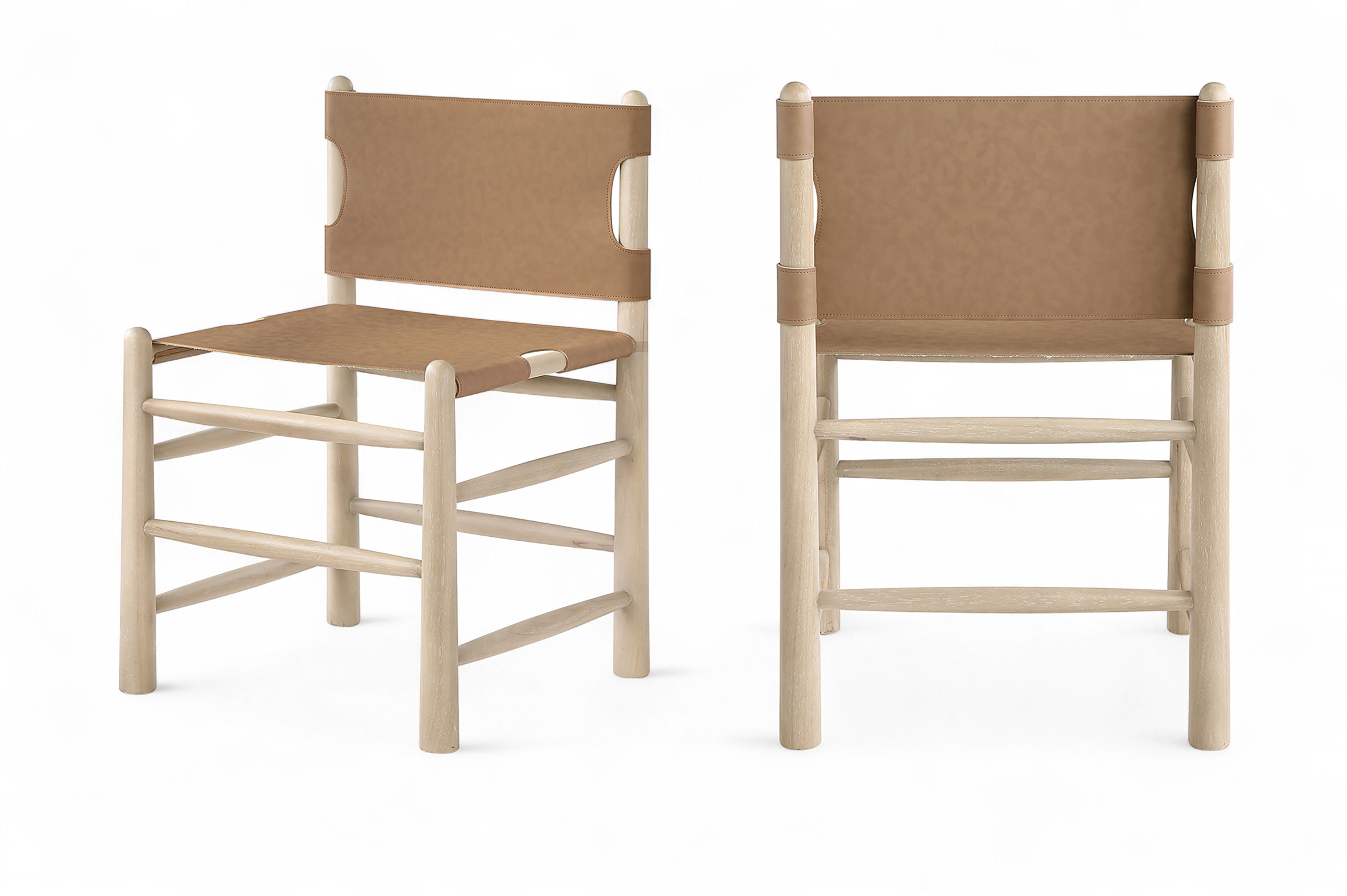 Santos - Vegan Leather Upholstered Dining Chair (Set of 2) - Brown / Stained Natural