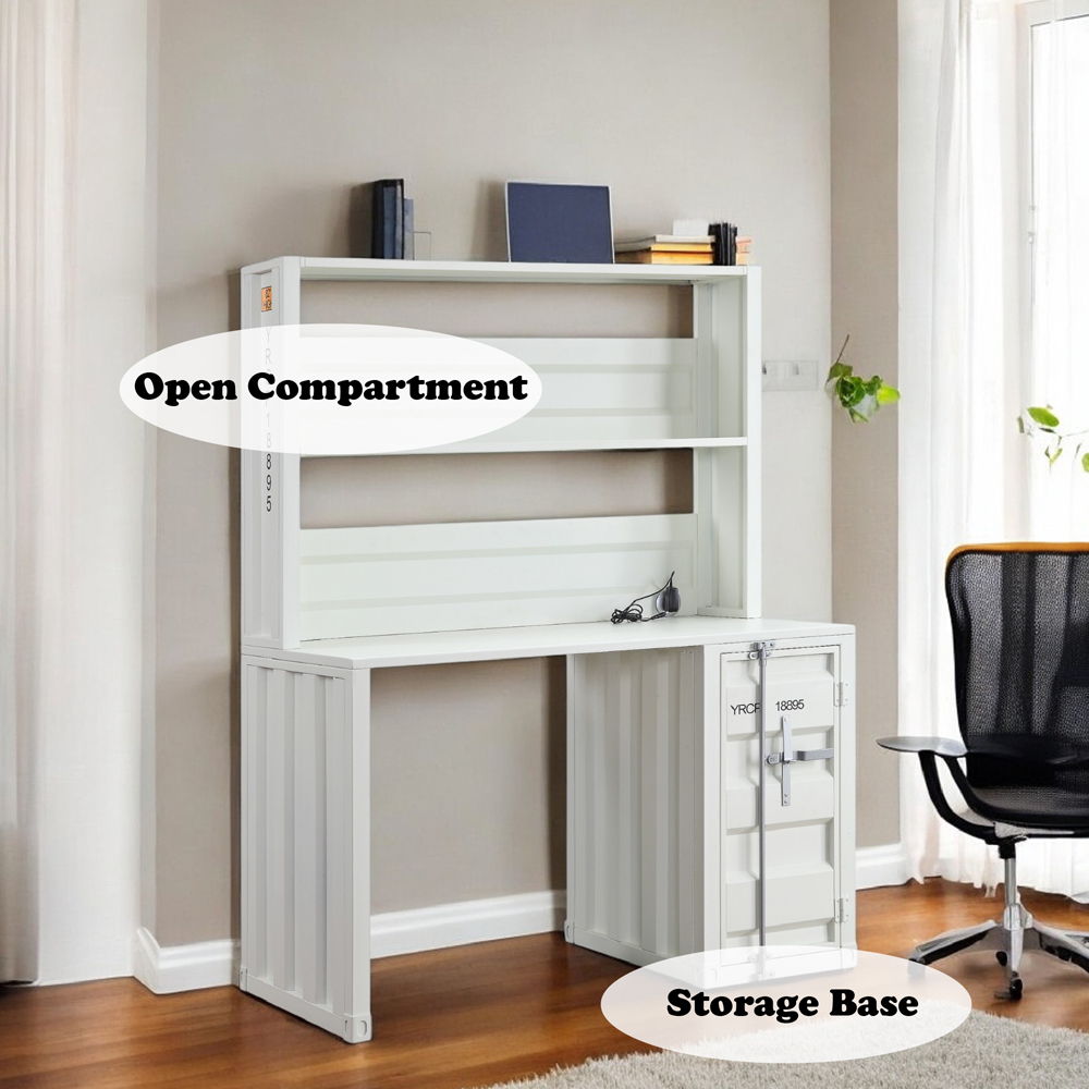 Cargo - Writing Desk With Hutch - White, white, view 3