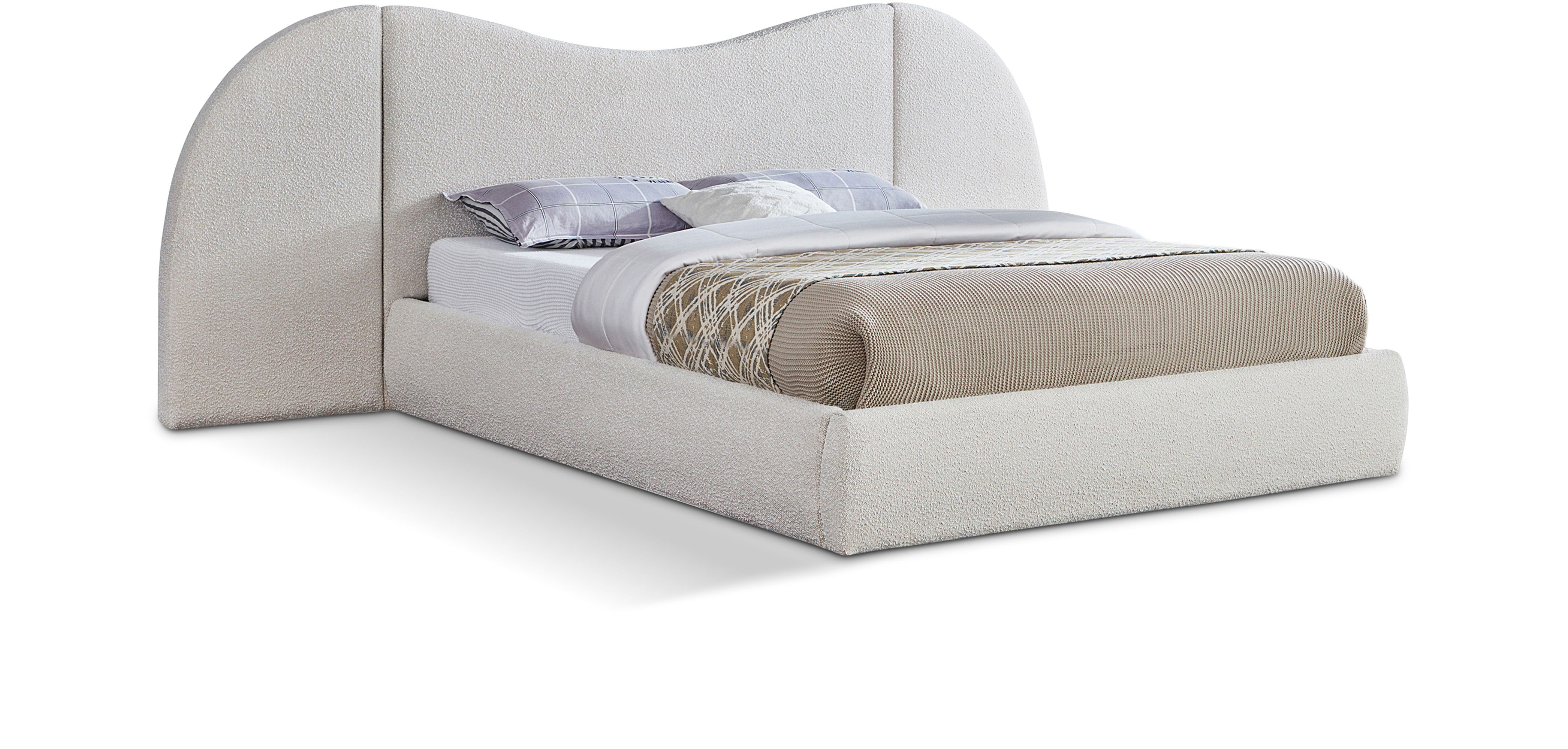 Everest - Boucle Fabric Queen Bed - Cream