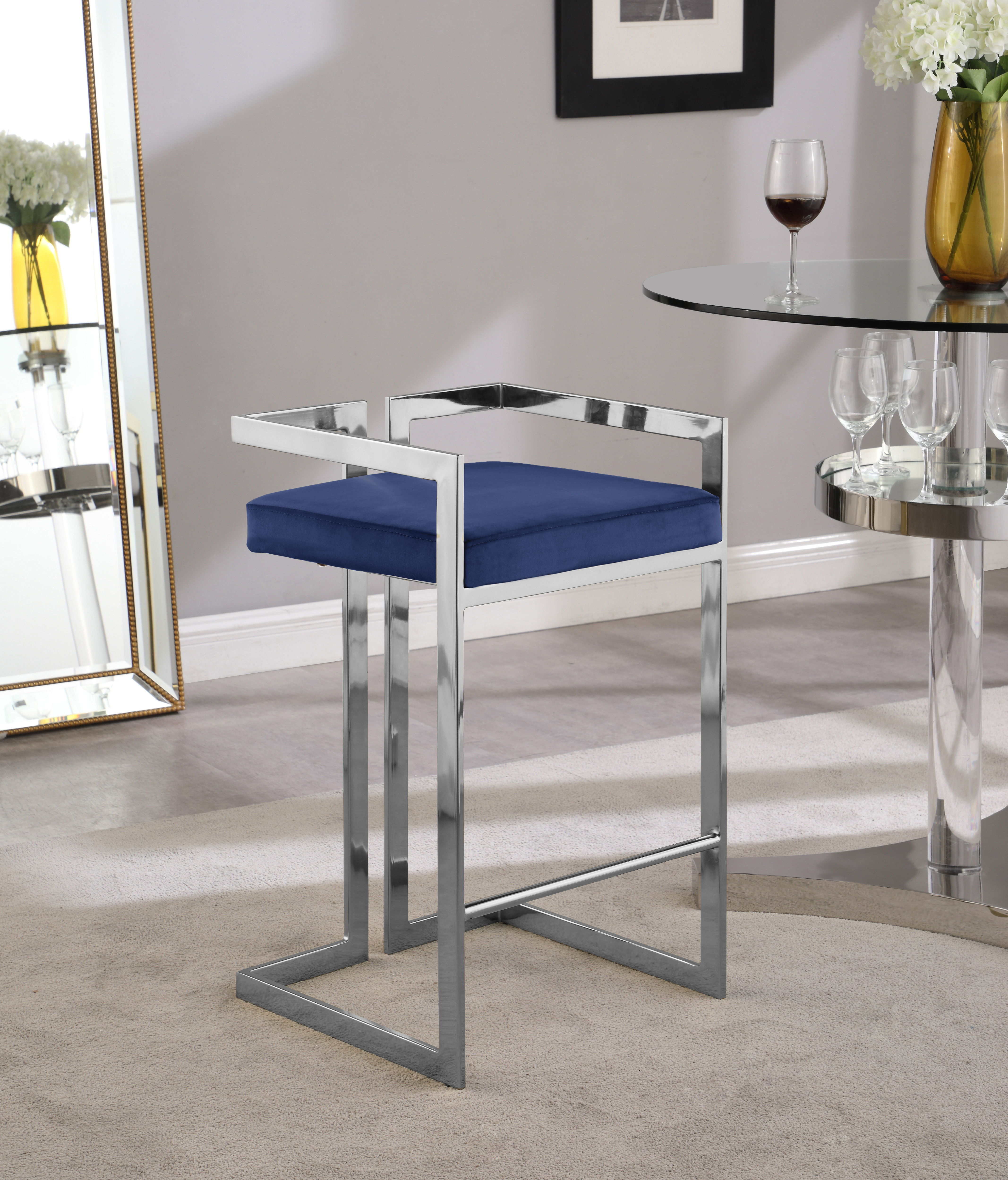 Ezra - Fabric Stool (Set of 2) - Navy