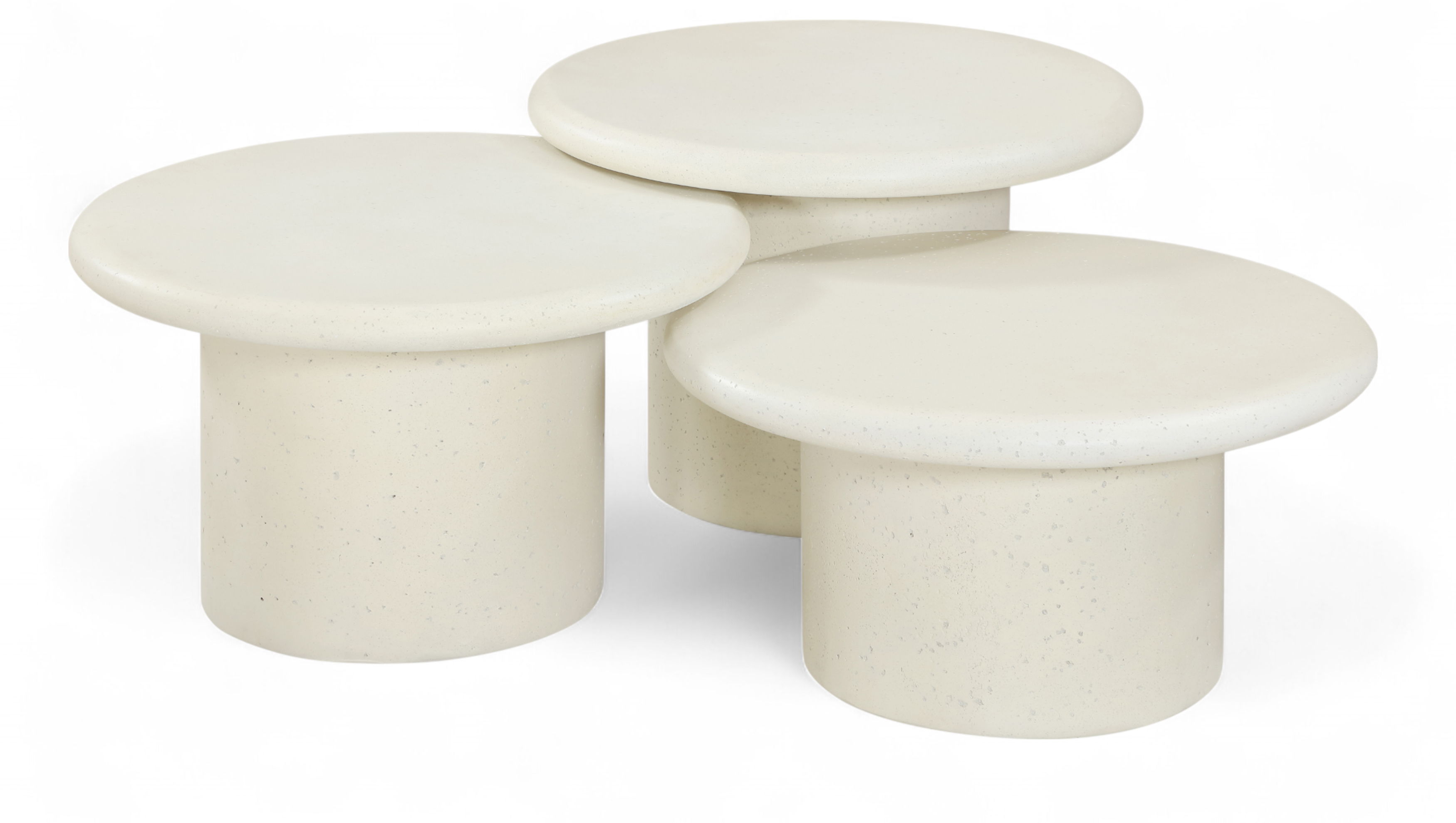 Emara - 3 Piece Concrete And Fiberglass Indoor / Outdoor Coffee Table - Cream
