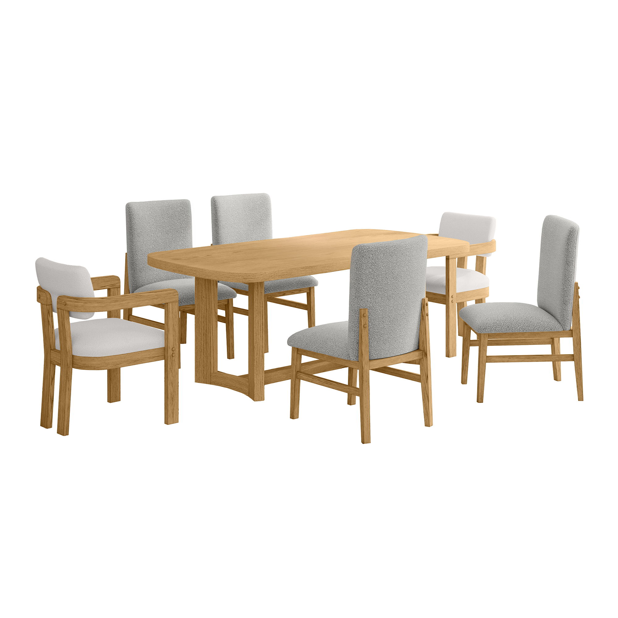 7 Pc · Rectangular Table, Four Chairs And Two Arm Chairs