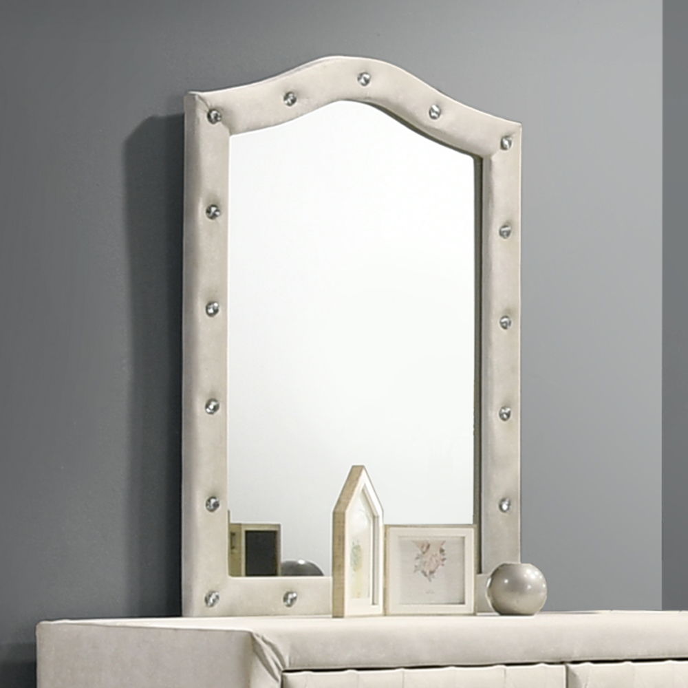 Reggie - Mirror - Beige Fabric, beige