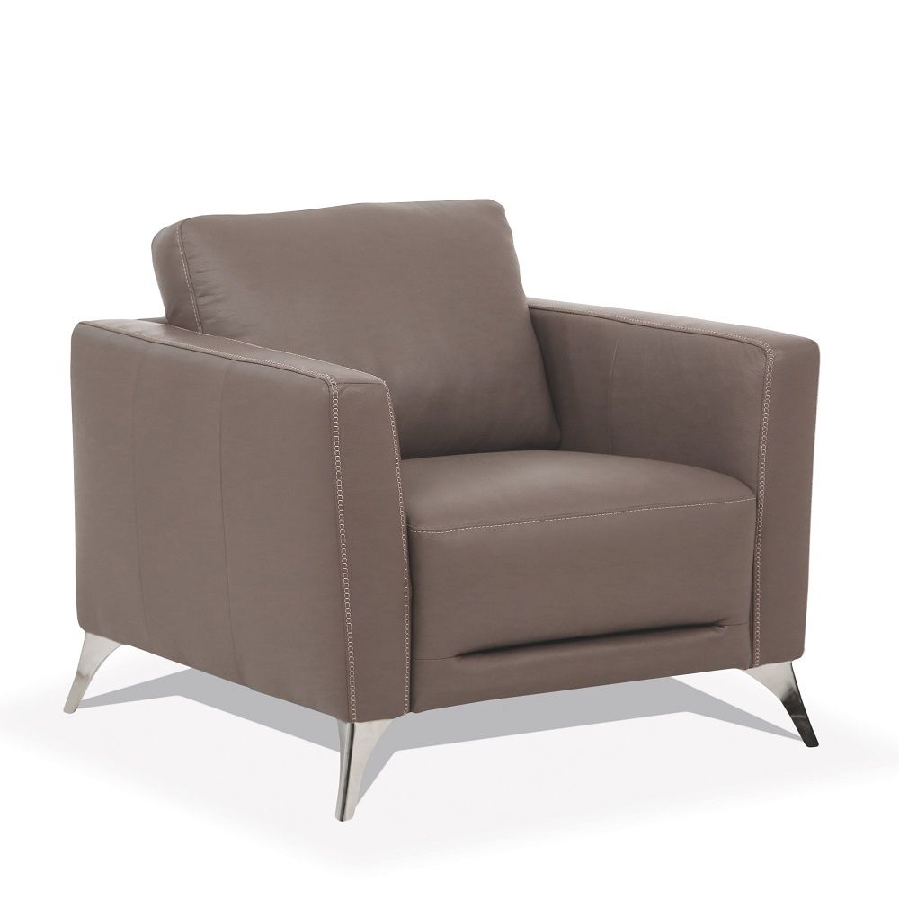 Malaga - Chair - Taupe Leather, dark brown, view 2
