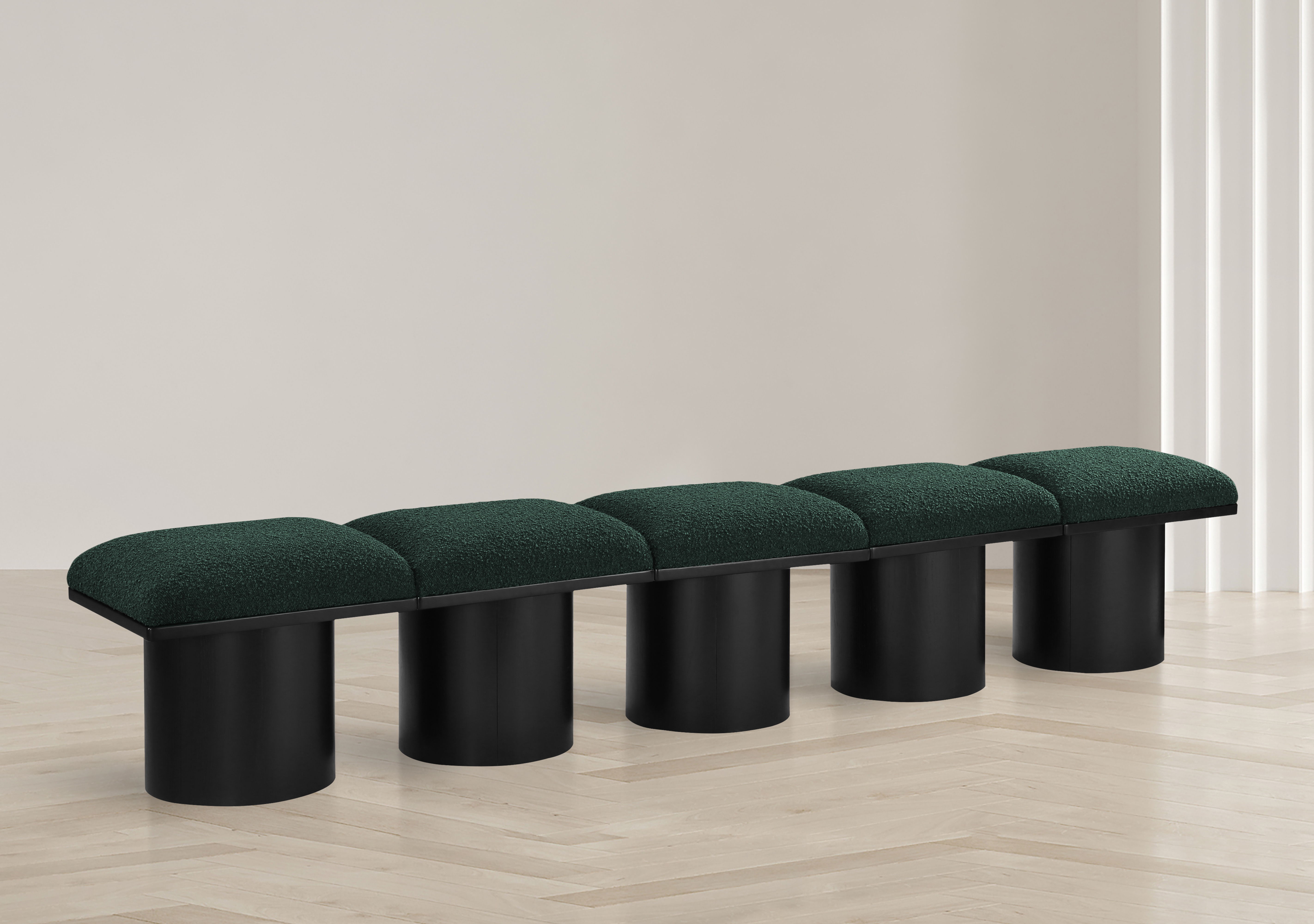 Pavilion - 90" 5 Piece Modular Bench With Black Base - Green