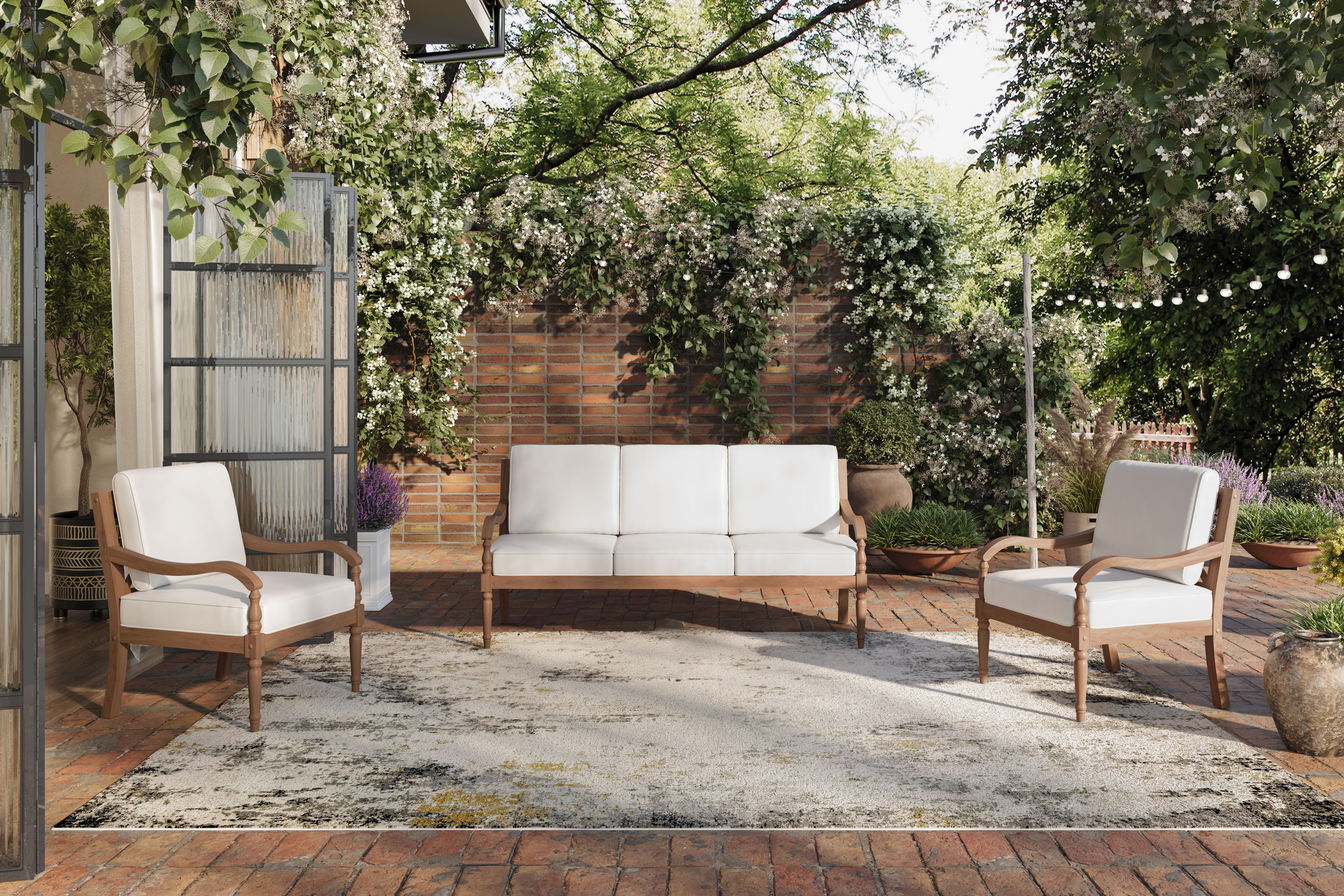 Savannah - 3 Piece Set (Sofa & 2 Chairs) - White Linen, white