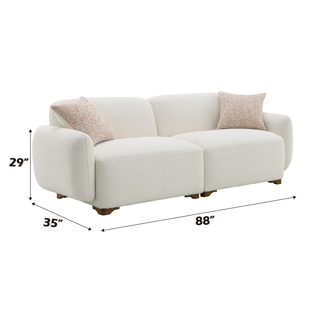 Darius - Sofa With 2 Pillows - Beige Boucle, beige, view 7