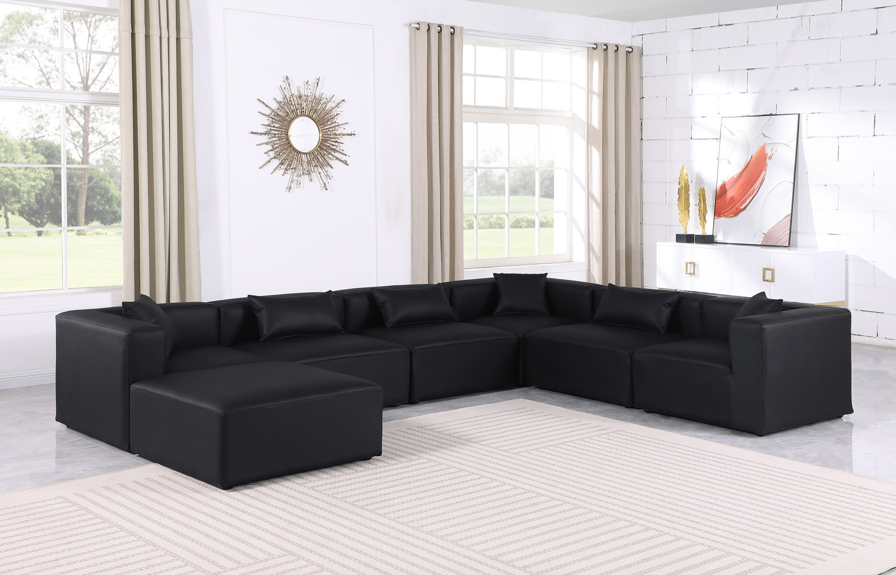 Cube - 7 Piece Modular Sectional - Black