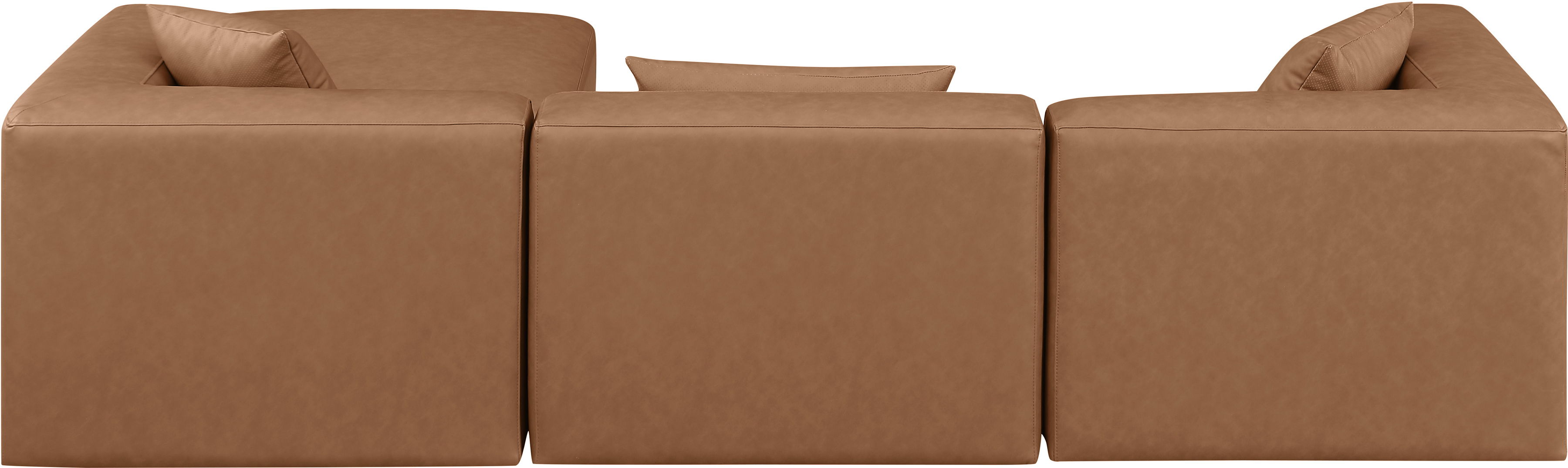 Cube - 4 Piece Modular Sectional With Chaise - Brown