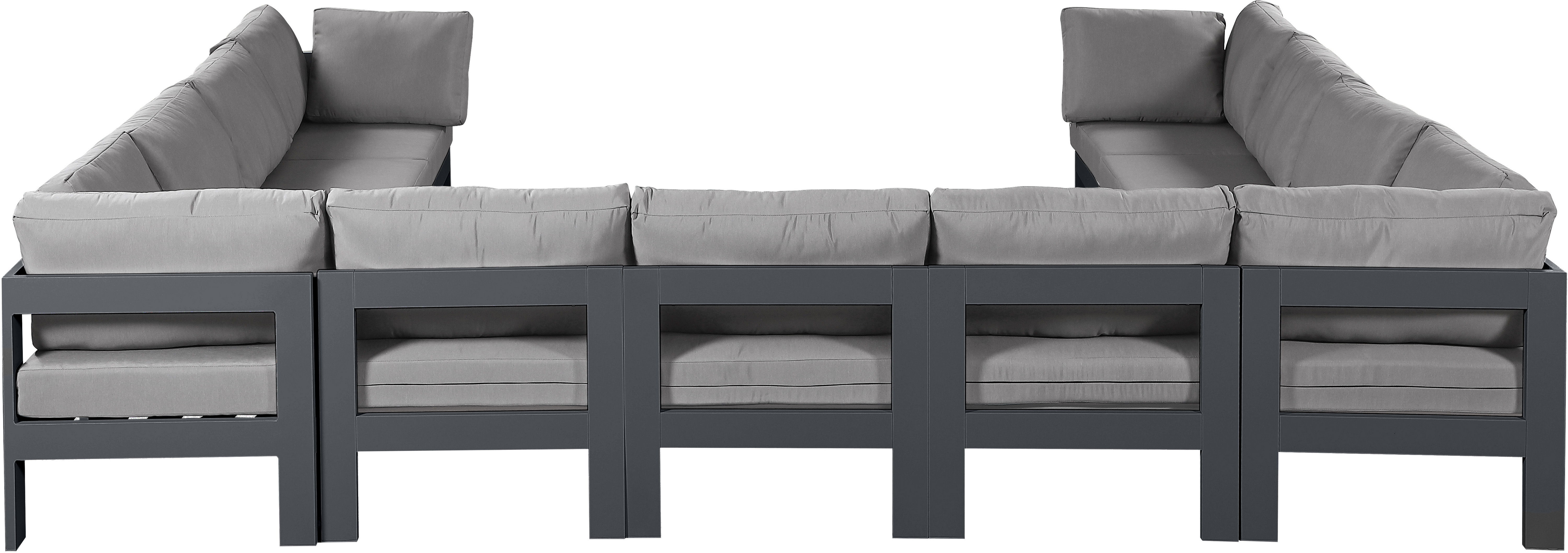 Nizuc - Outdoor Patio 11 Piece Modular Sectional With Gray Frame - Gray