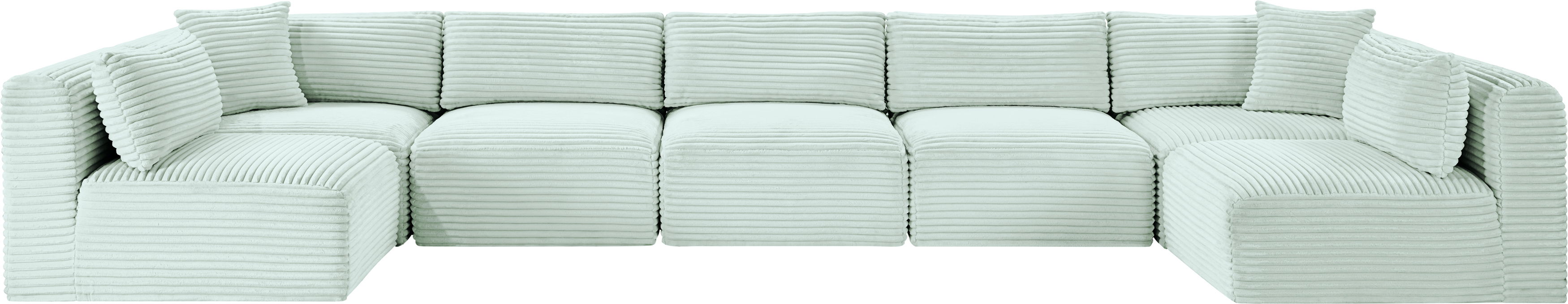 Shaggy - 7 Piece Modular U-Shaped Armless Sectional - Mint