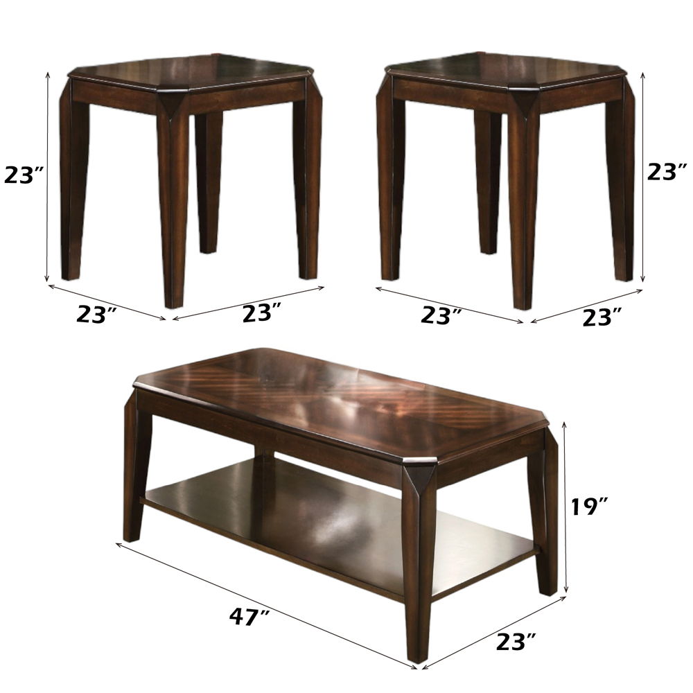 Docila - 3 Piece Coffee & End Set - Walnut, dark brown, view 4