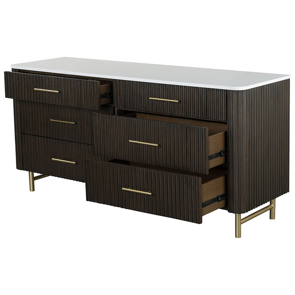 Clayten - Dresser - Marble Top & Espresso, dark brown, view 3