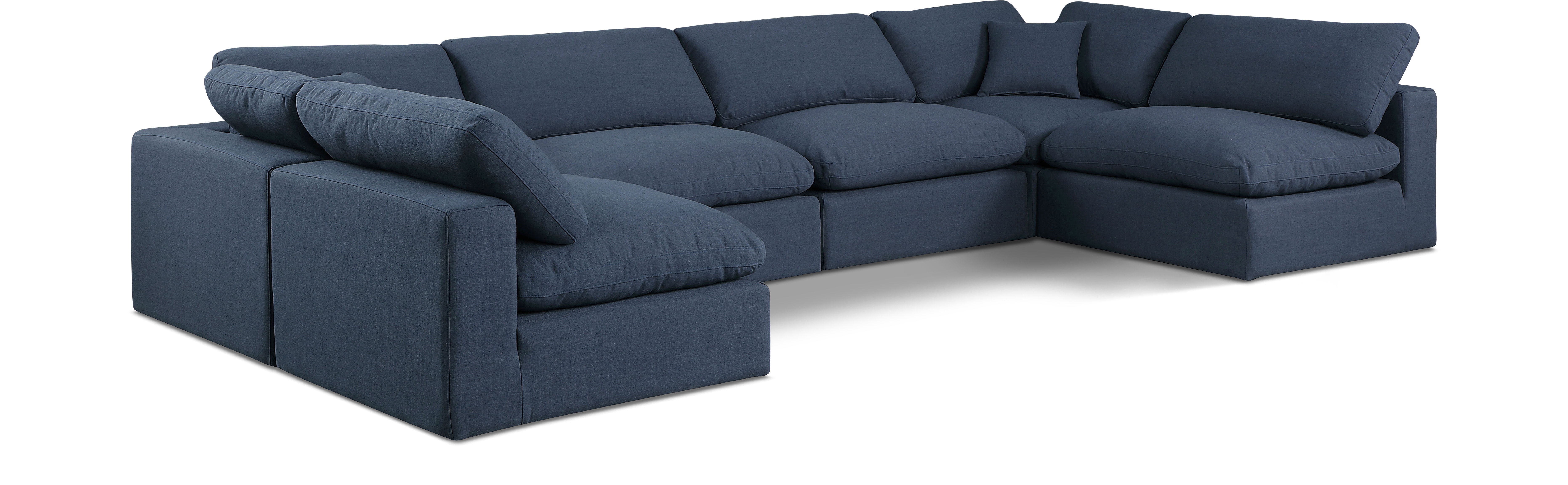 Comfy - 6 Piece Linen Modular Armless Sectional - Blue