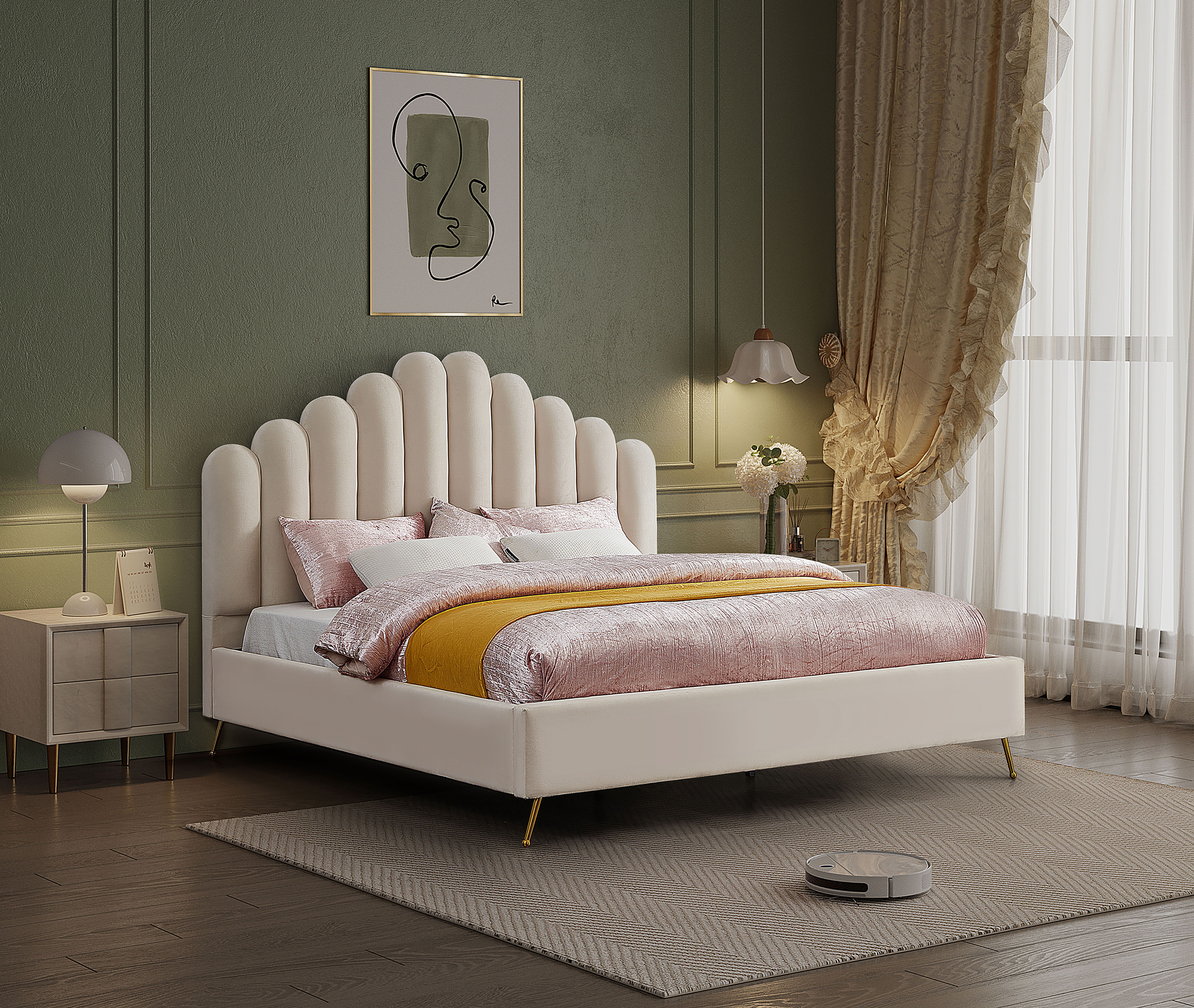 Lily - King Bed - Cream