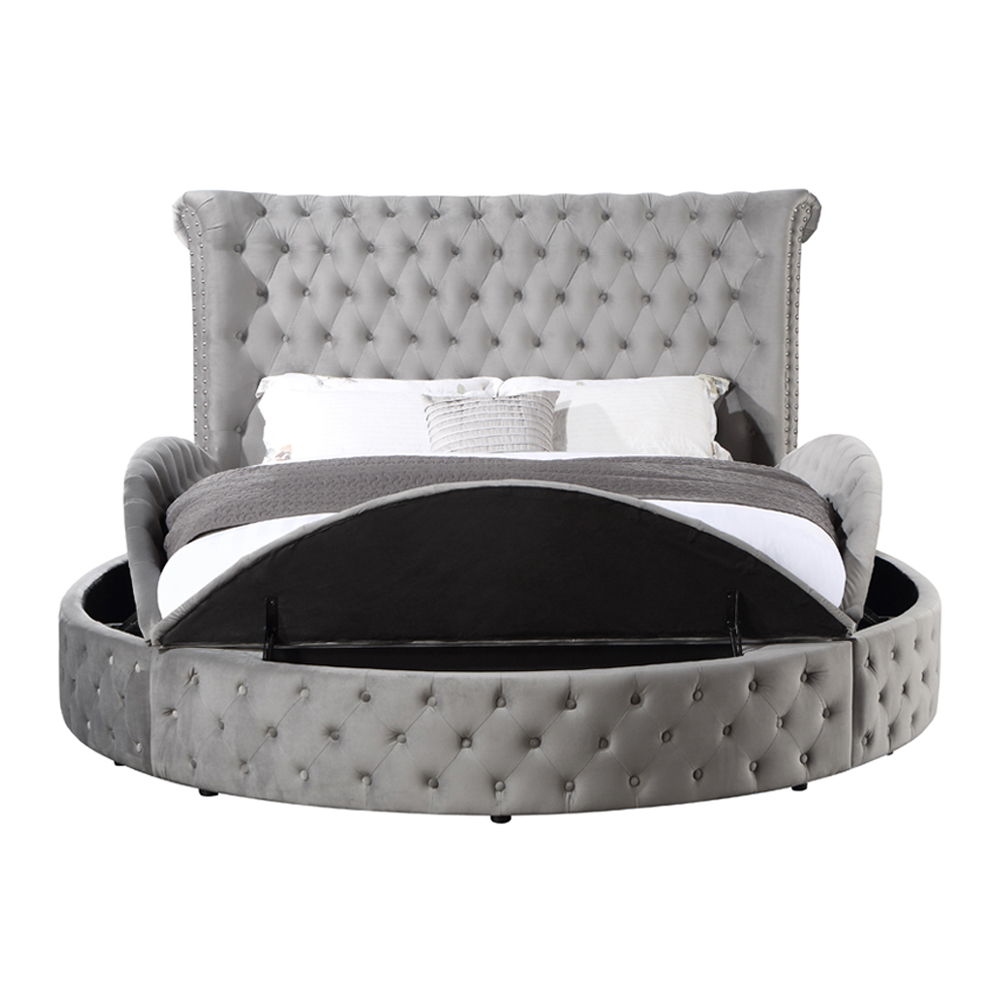 Gaiva - Queen Bed With Storage - Gray Velvet, dark gray, view 5