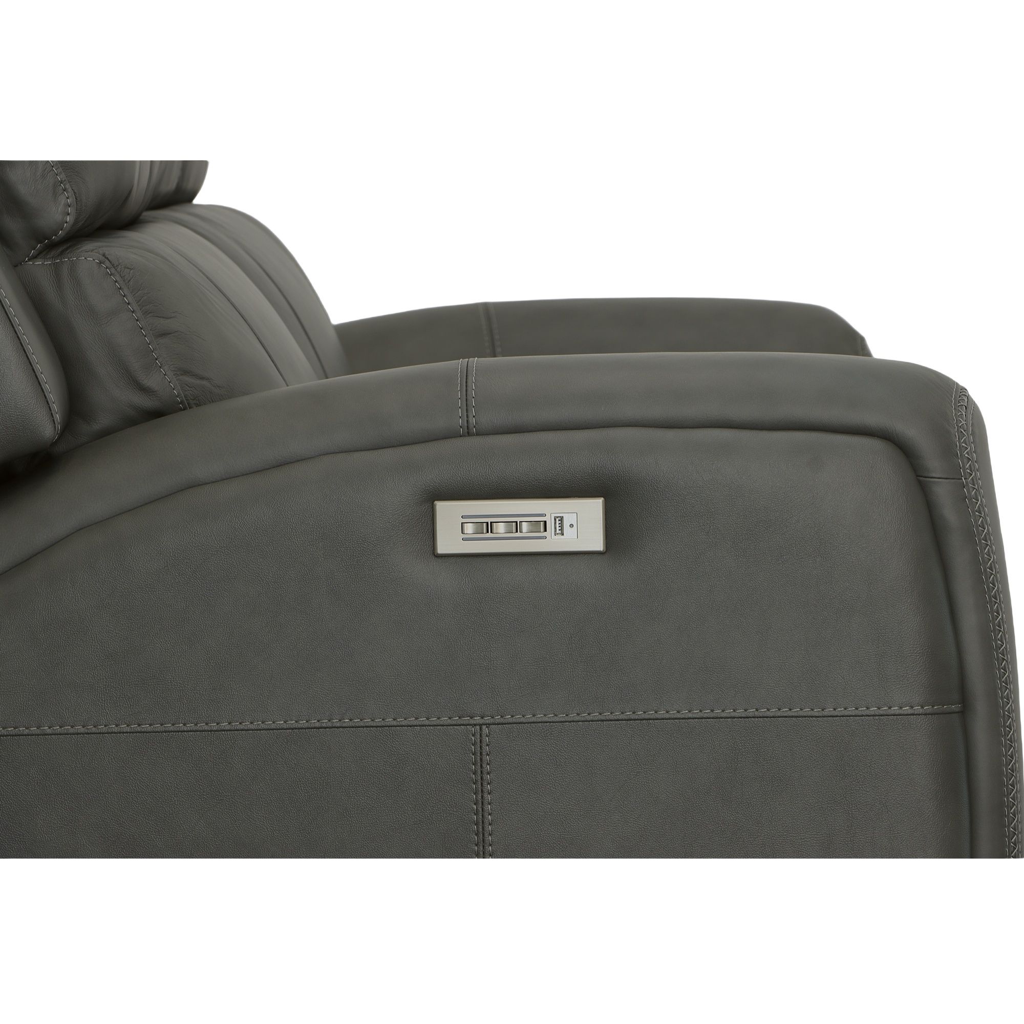 Linden - Power Reclining Loveseat With Power Headrests & Lumbar - Charcoal, dark gray, view 5