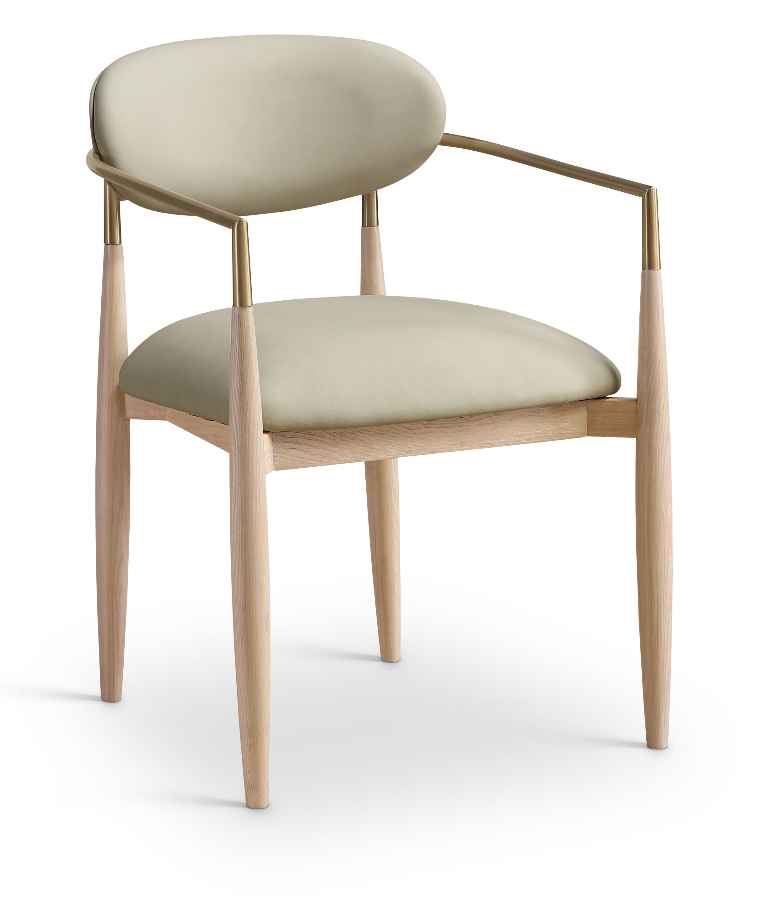 Riccio - Vegan Leather Upholstered Dining Arm Chair (Set of 2) - Taupe