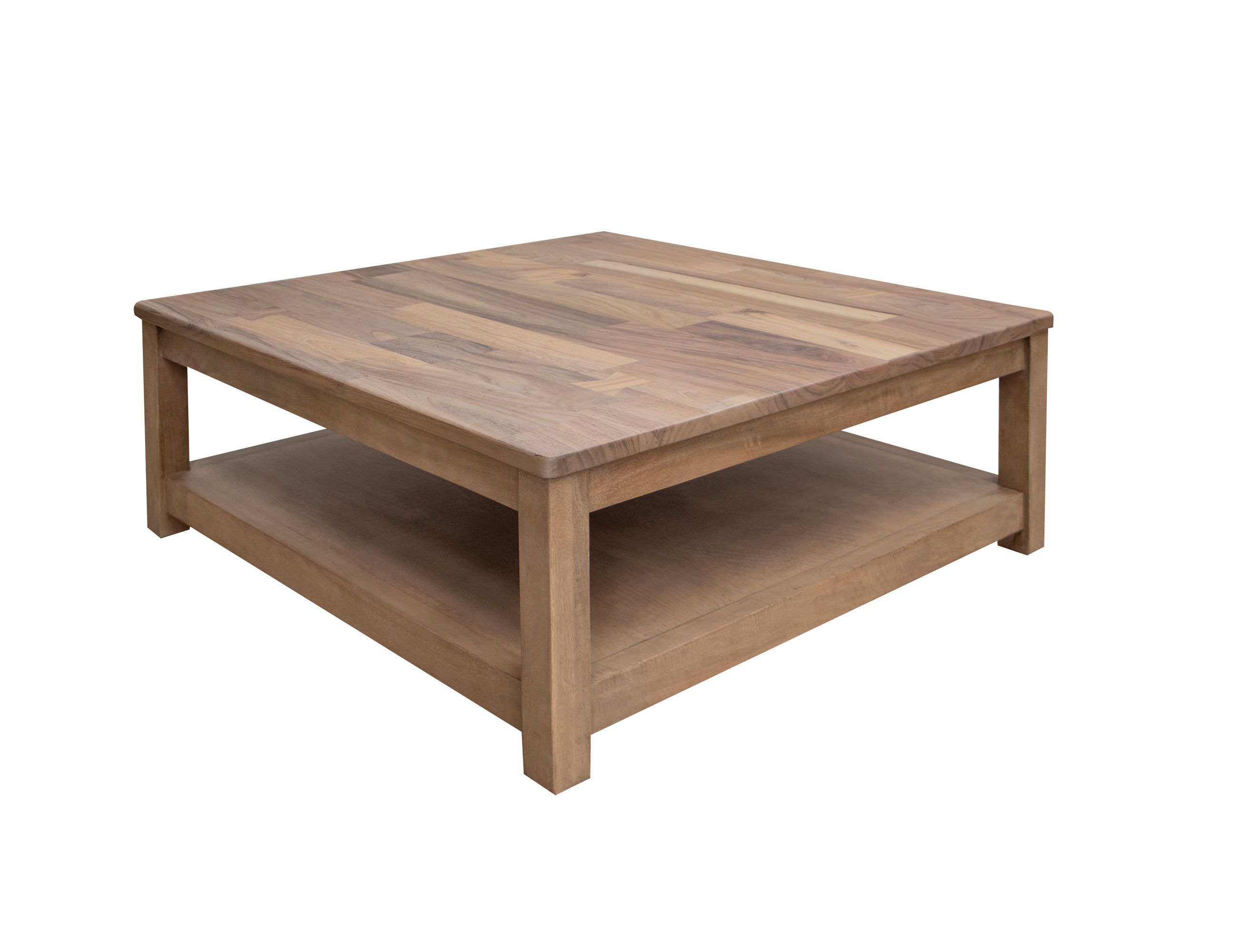 International Furniture Direct Natural Parota - Square Cocktail Table - Brown Cappuccino