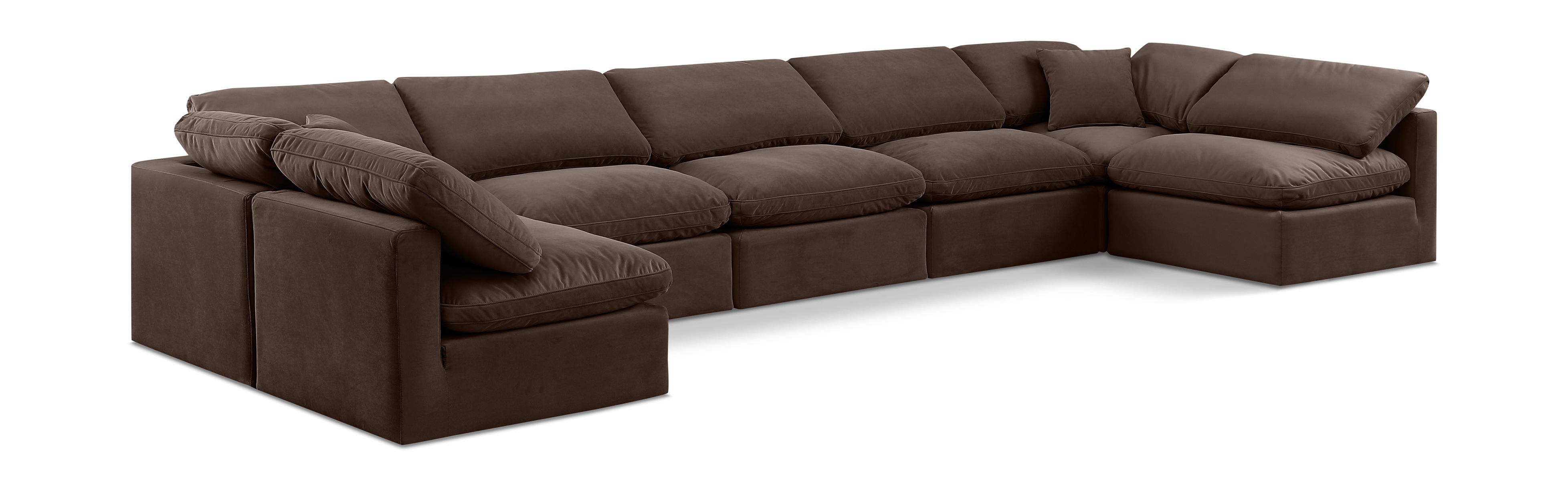 Indulge - Velvet 7 Piece Modular U-Shaped Sectional - Brown