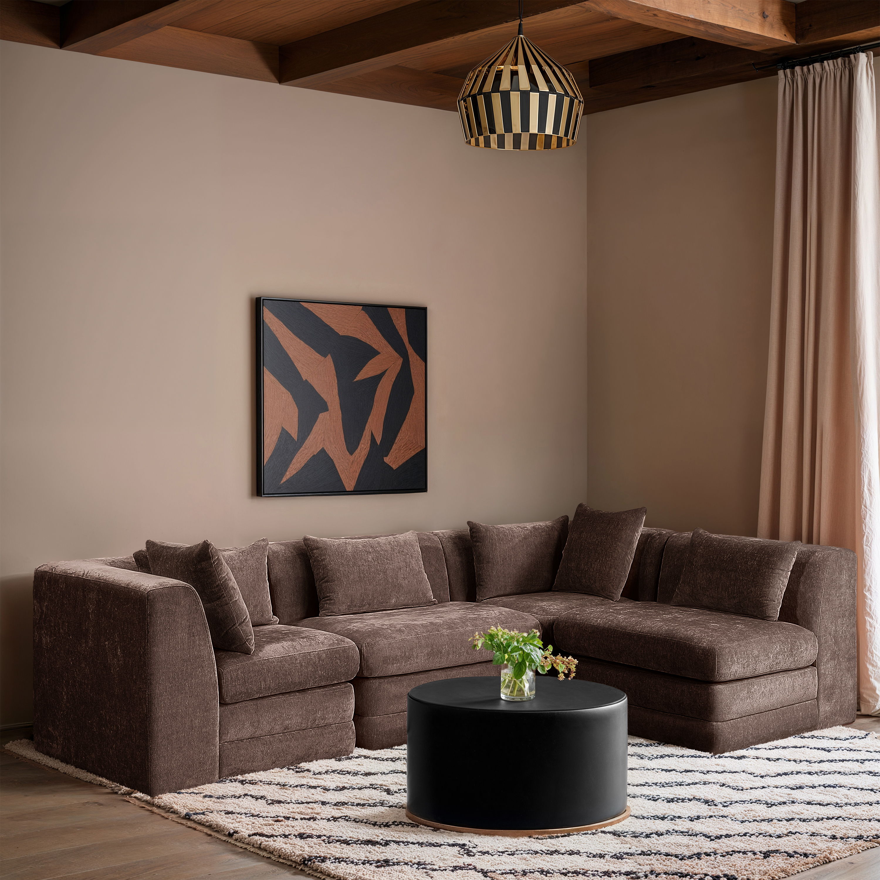 Stellar - 4 Piece 114" Upholstered Modular Sectional - Brown