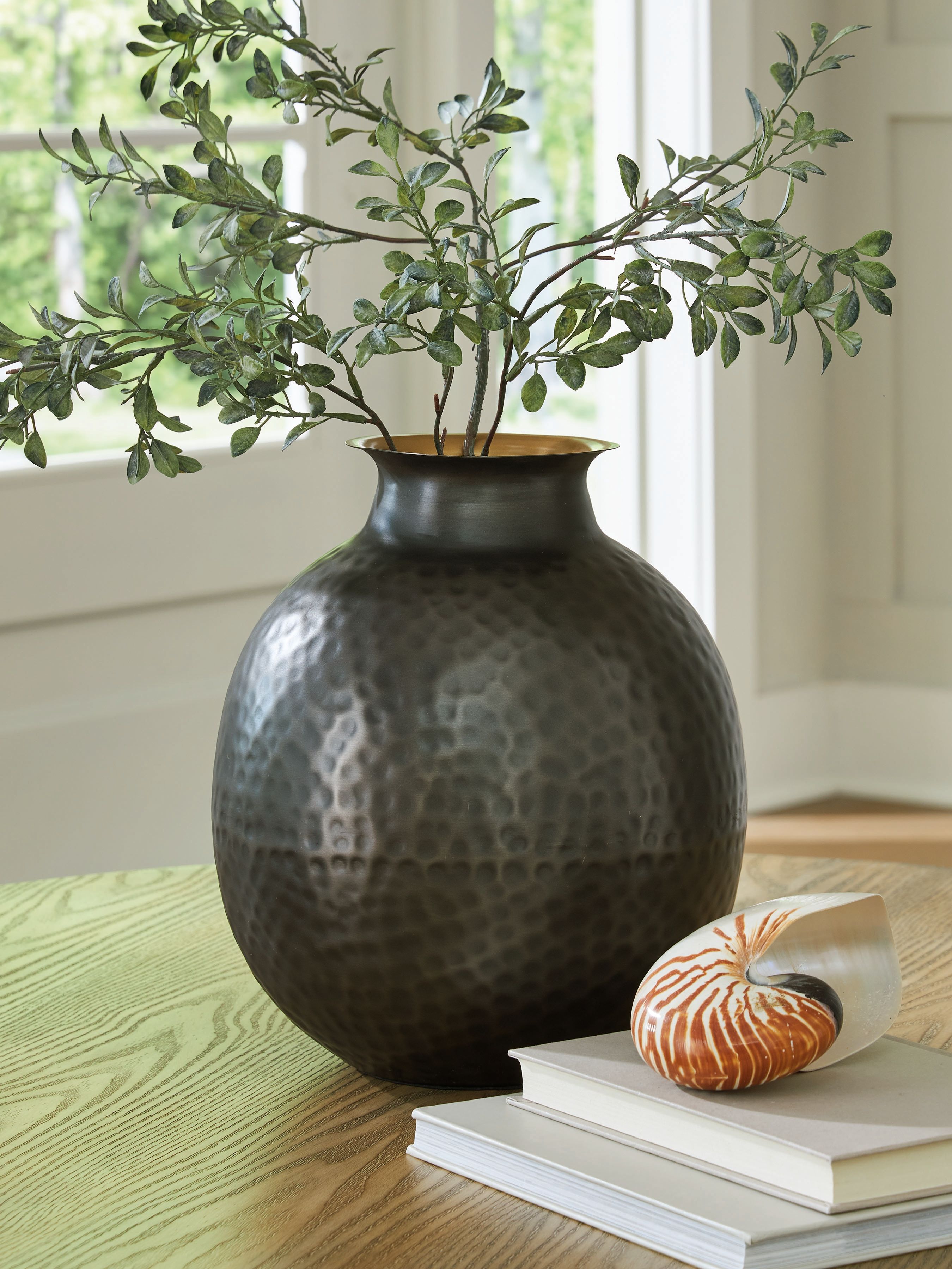 Woody - Vase - 12" - Pewter / Gold Finish